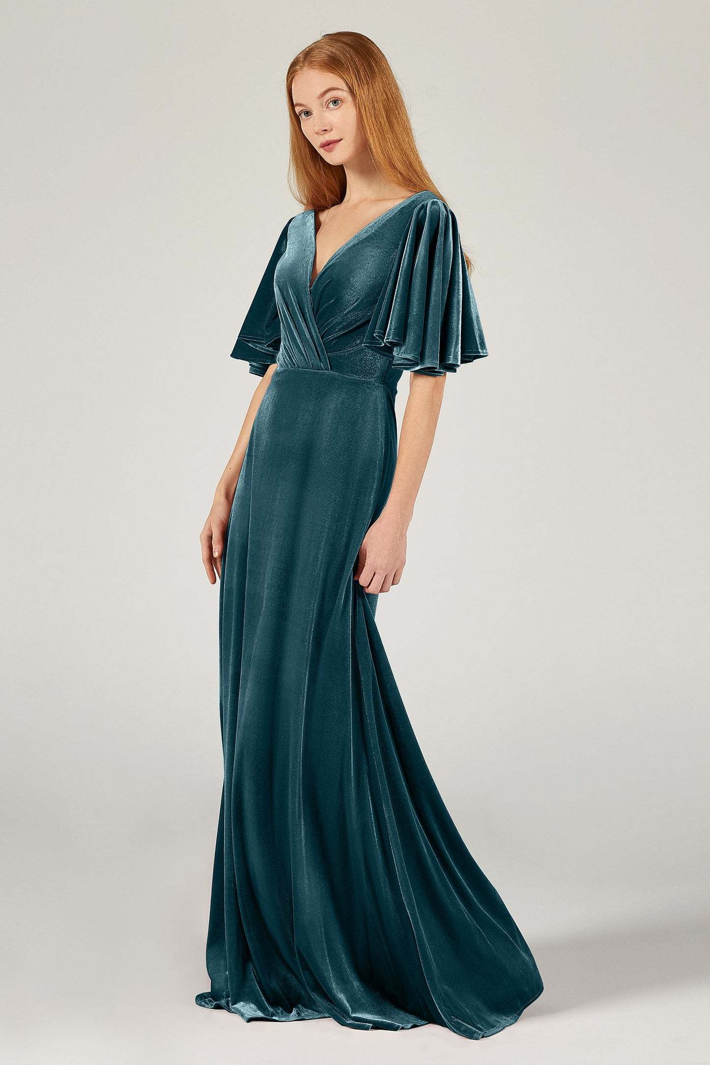 A-Line Floor Length Velvet Bridesmaid Dress Formal Dresses CB0367
