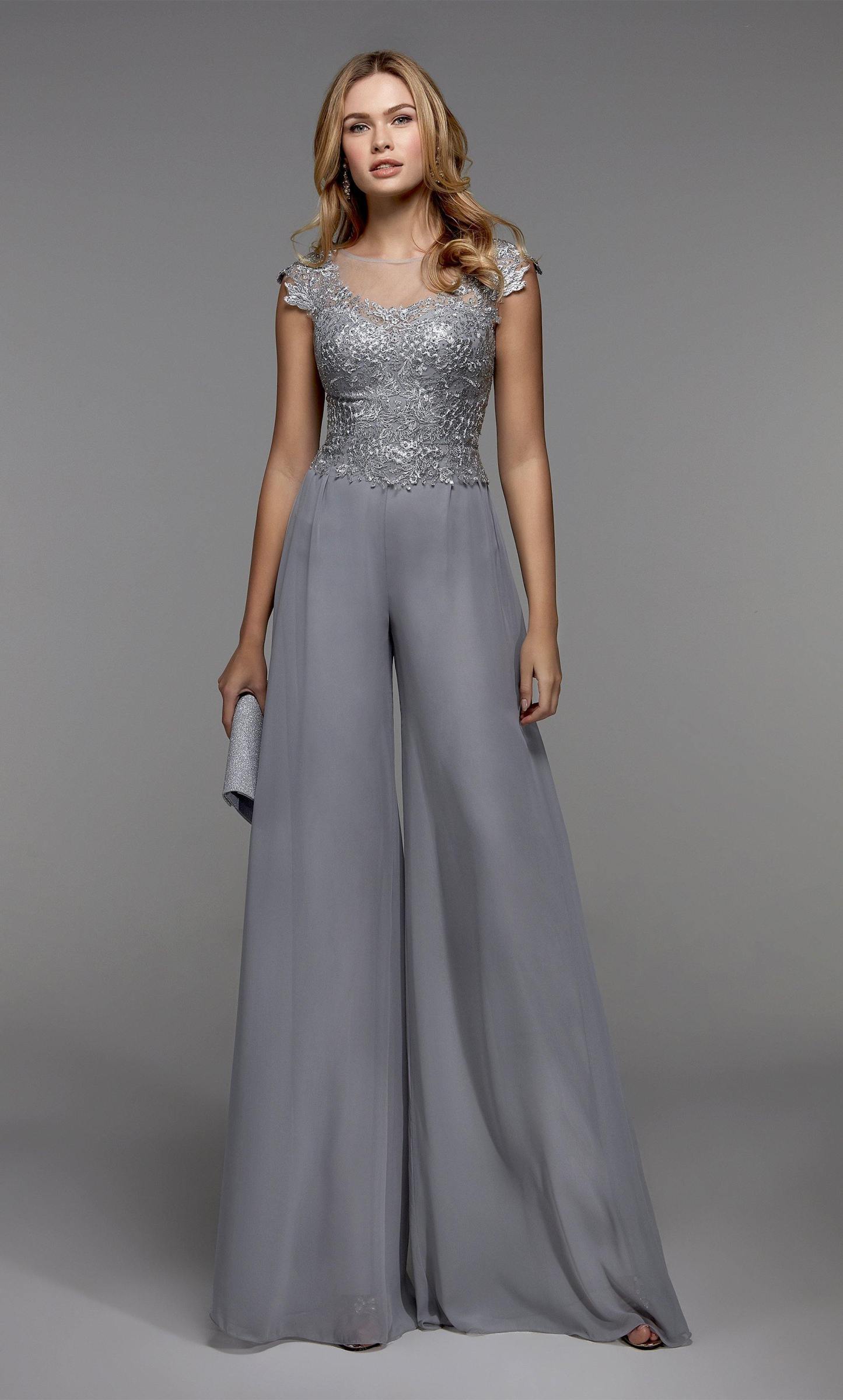 Long Formal llusion Neckline Chiffon Jumpsuit #27488