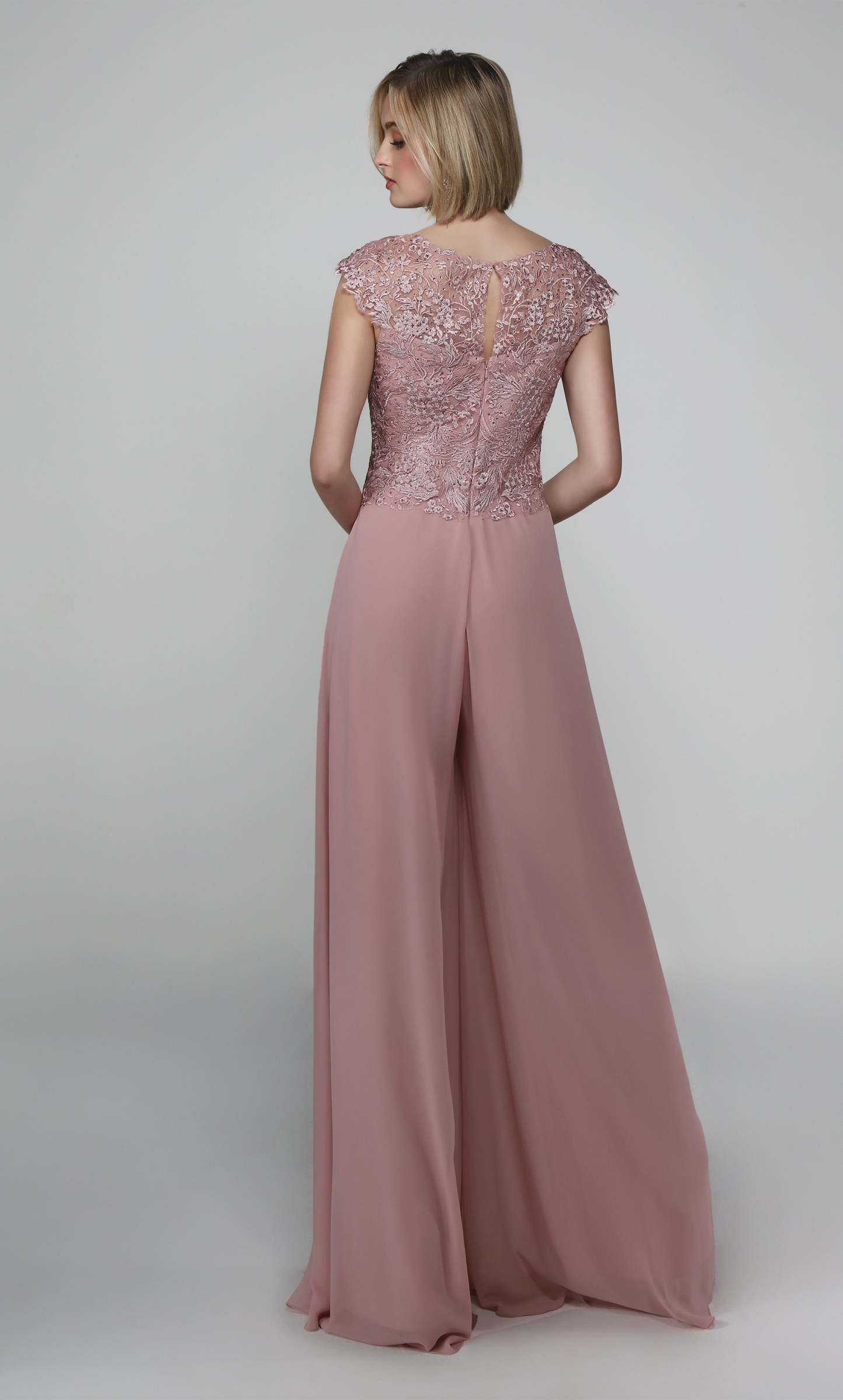 Long Formal llusion Neckline Chiffon Jumpsuit #27488