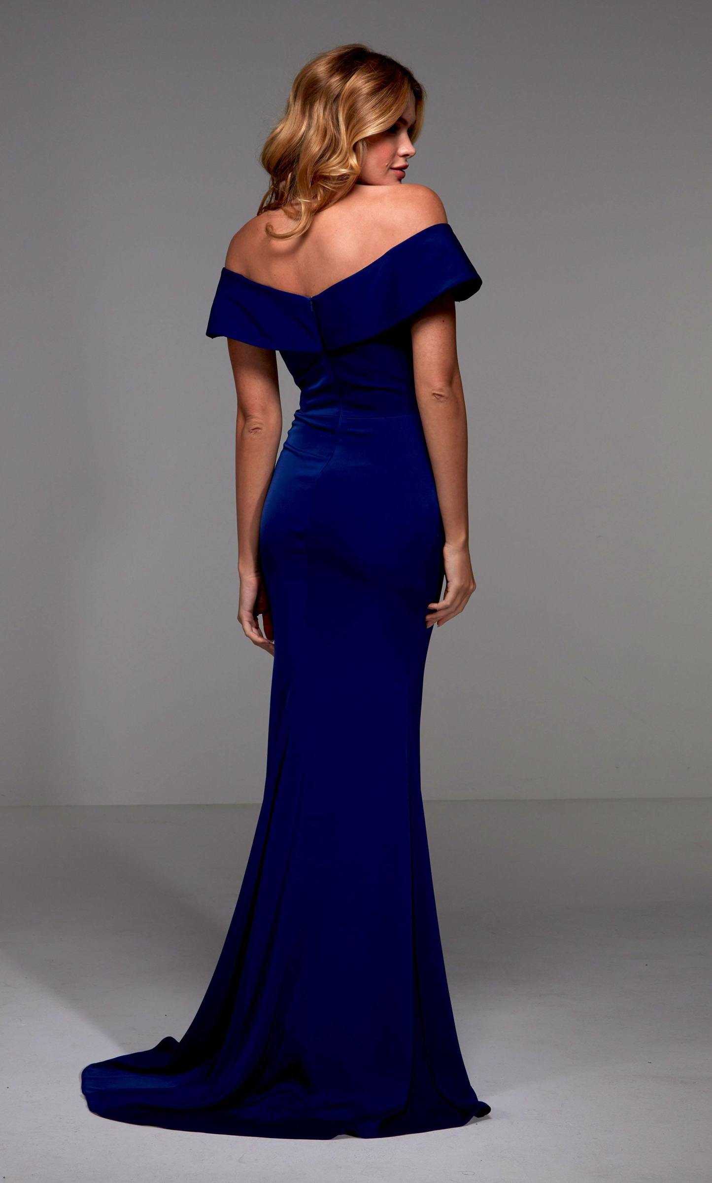 Fit N Flare Off The Shoulder Closed Back Long Evening Dress #27489