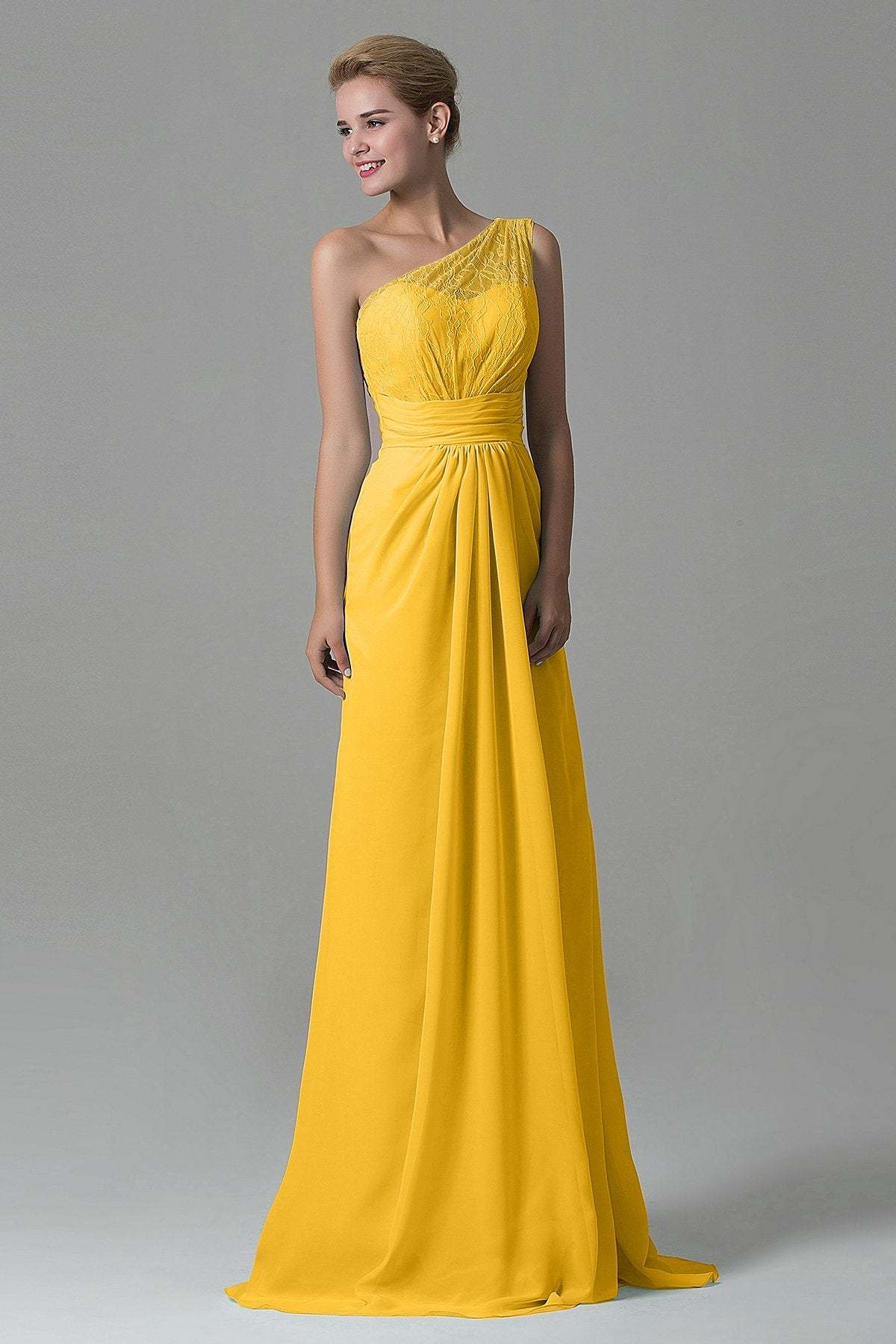 Sheath Sweep Train Lace/Chiffon Bridesmaid Dress COZK16004