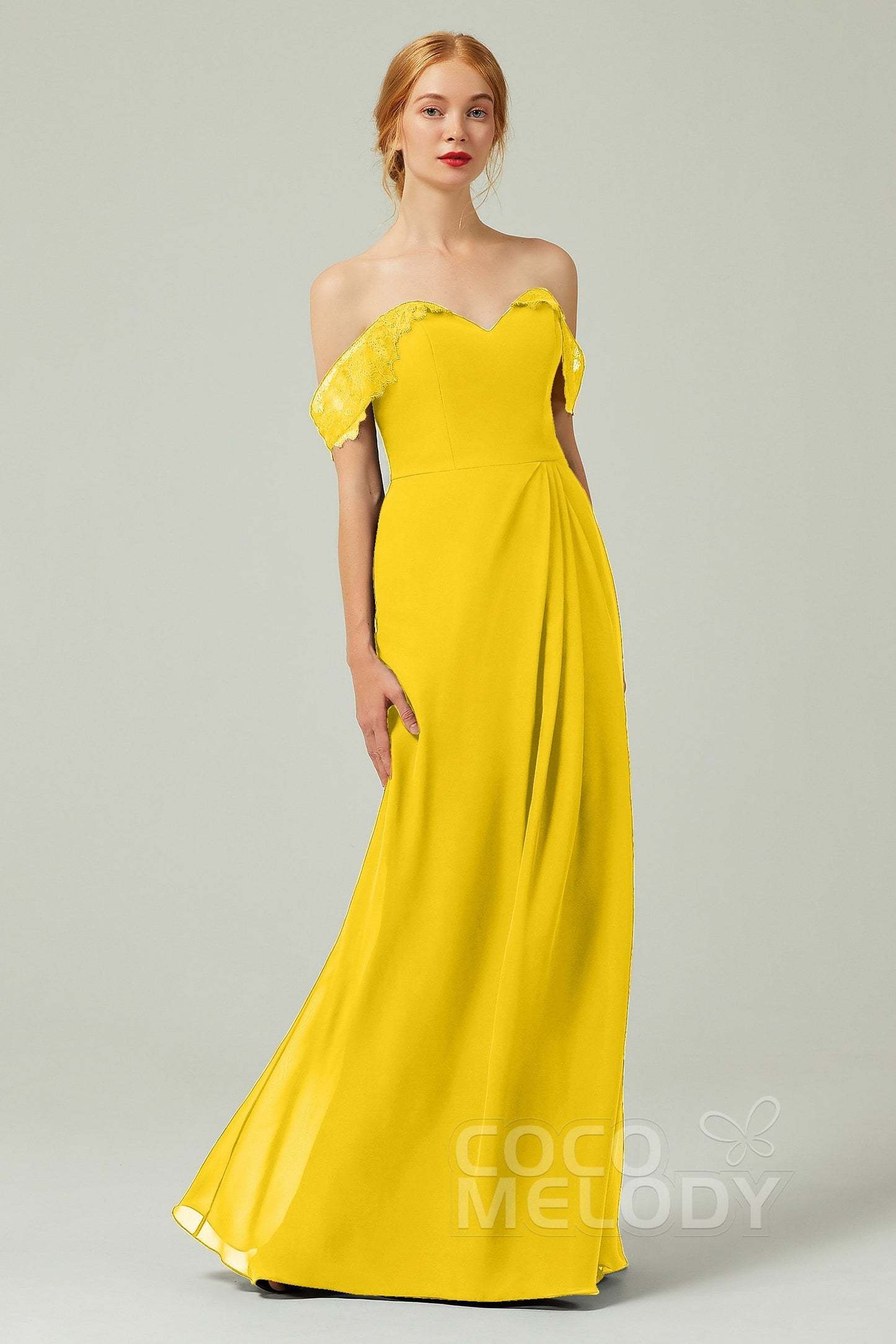 Sheath-Column Floor Length Chiffon Bridesmaid Dress Formal Dresses CB0338