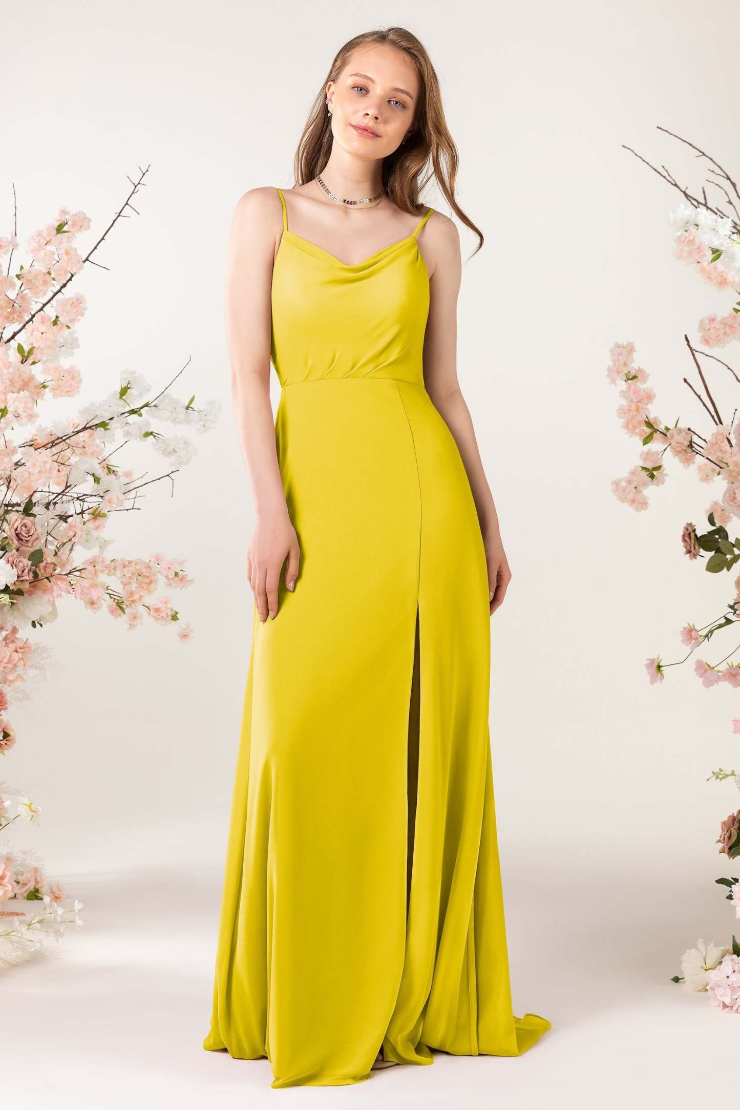Sheath Sweep-Brush Train Chiffon Bridesmaid Dress CB0457