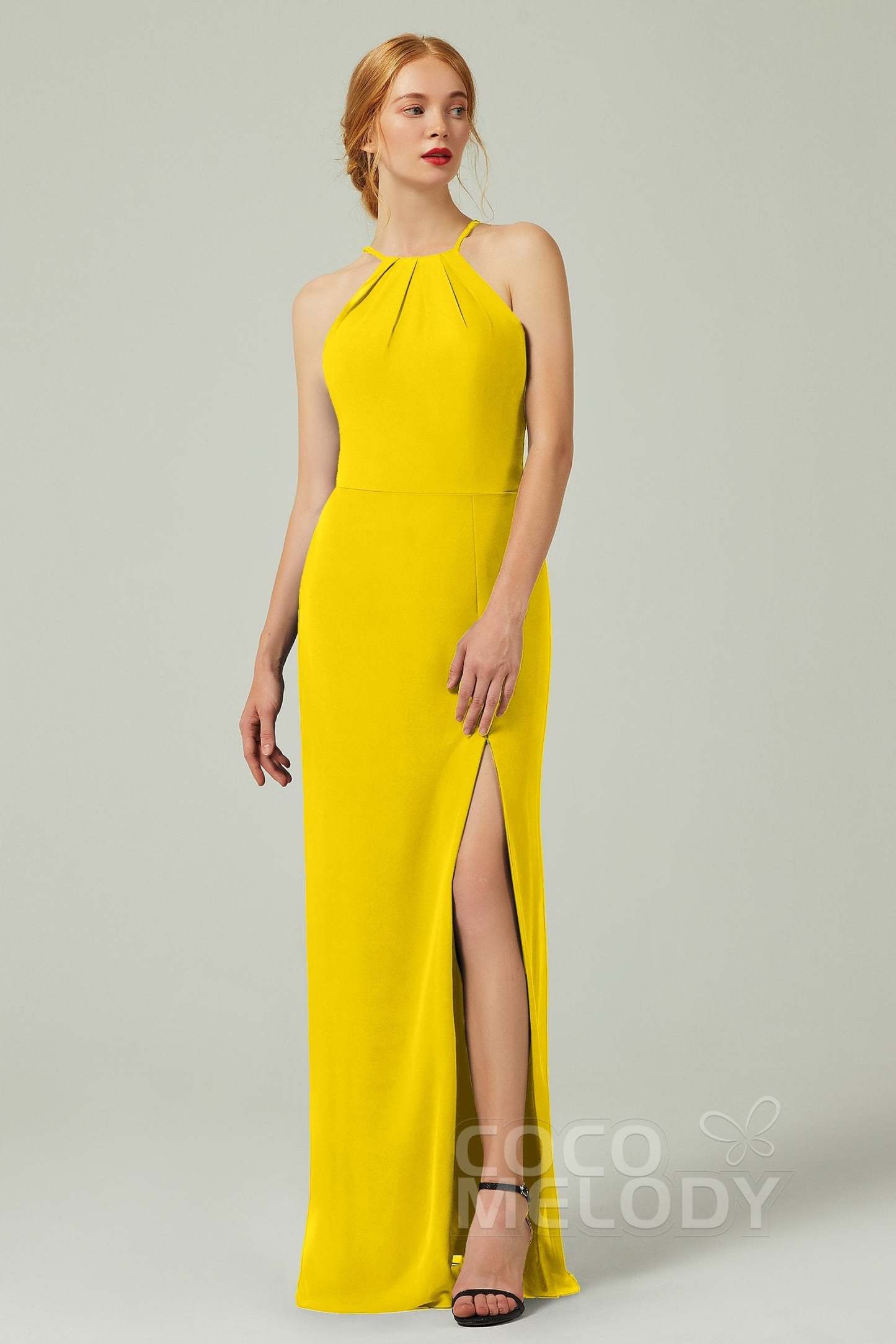 Sheath-Column Floor Length Chiffon Bridesmaid Dress Formal Dresses CB0337