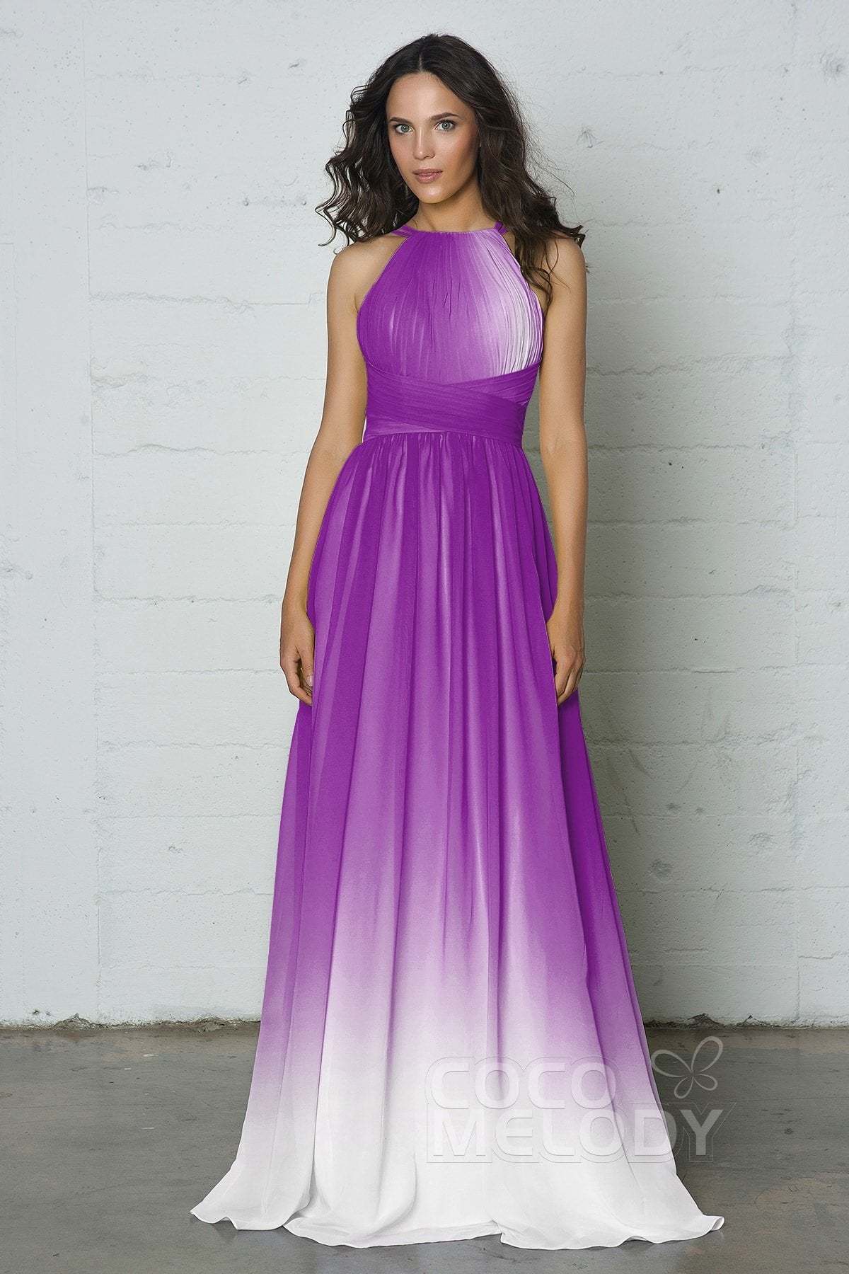 Sheath-Column Floor Length Chiffon Ombre Dress COZF17008