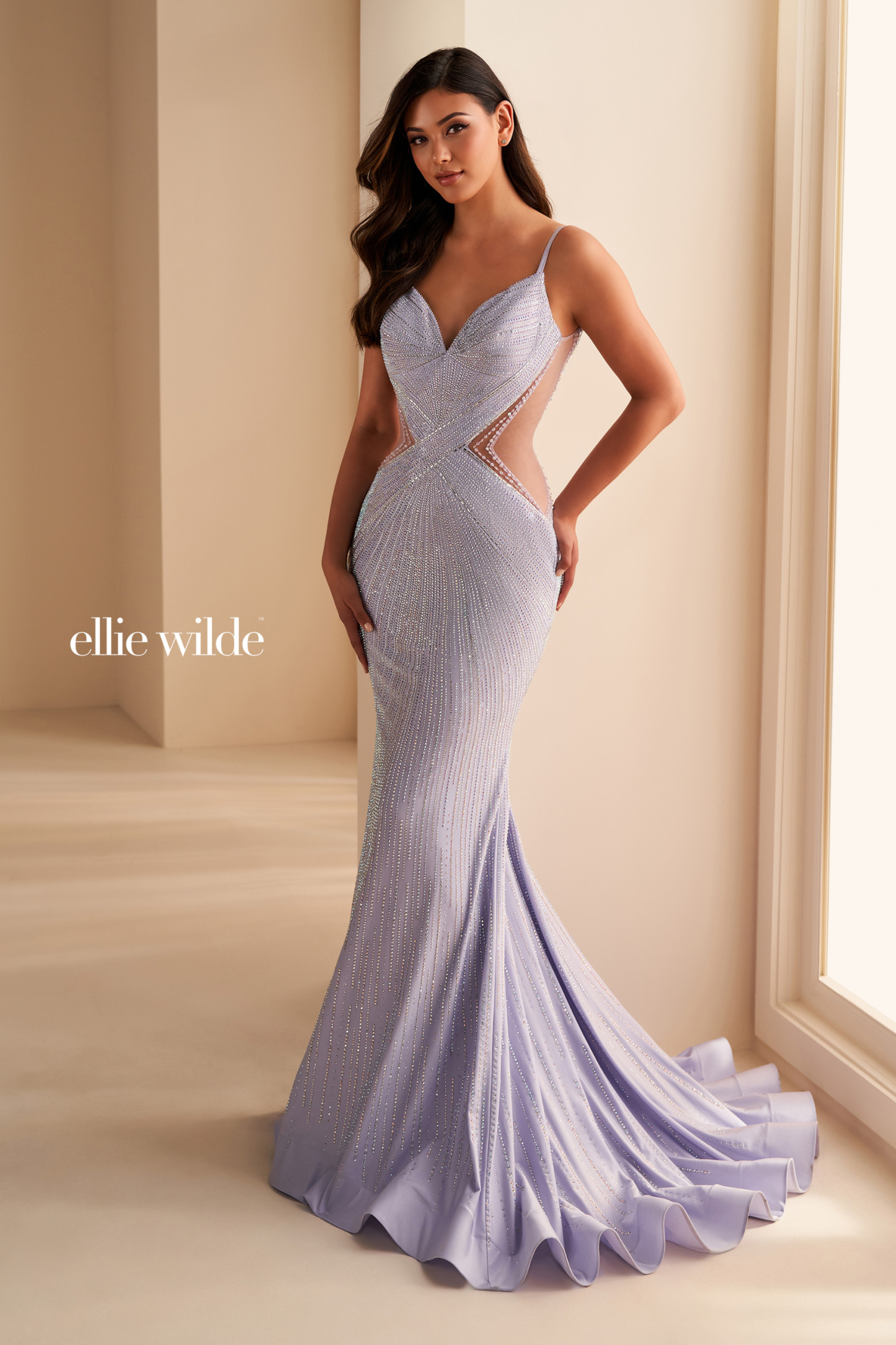 Fit And Flare Sweetheart Low Back Covered In Stone Accents Prom Dress #EW35001
