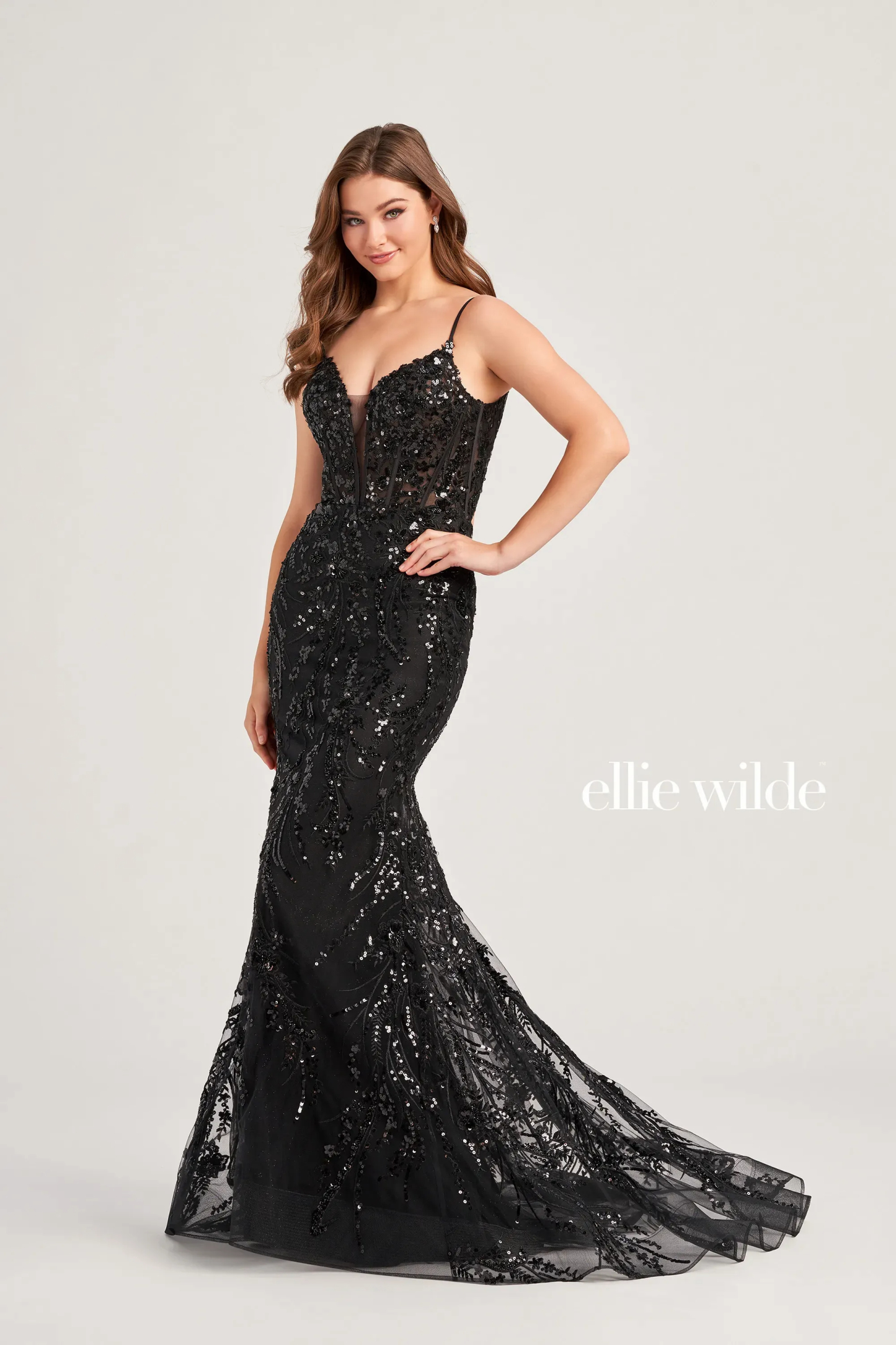 Mermaid Sweetheart Shimmering Glitter Tulle Sequin Prom Dress #EW35039