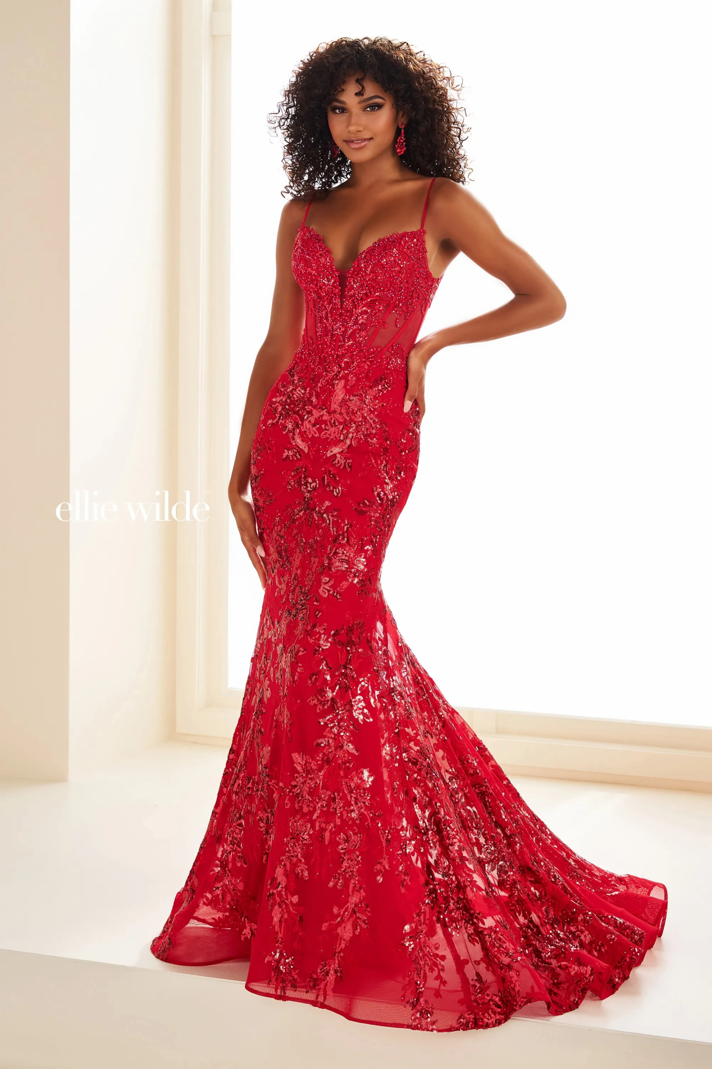 Mermaid Sweetheart Corset Bodice Dropped Lace Appliques Prom Dress #EW36003