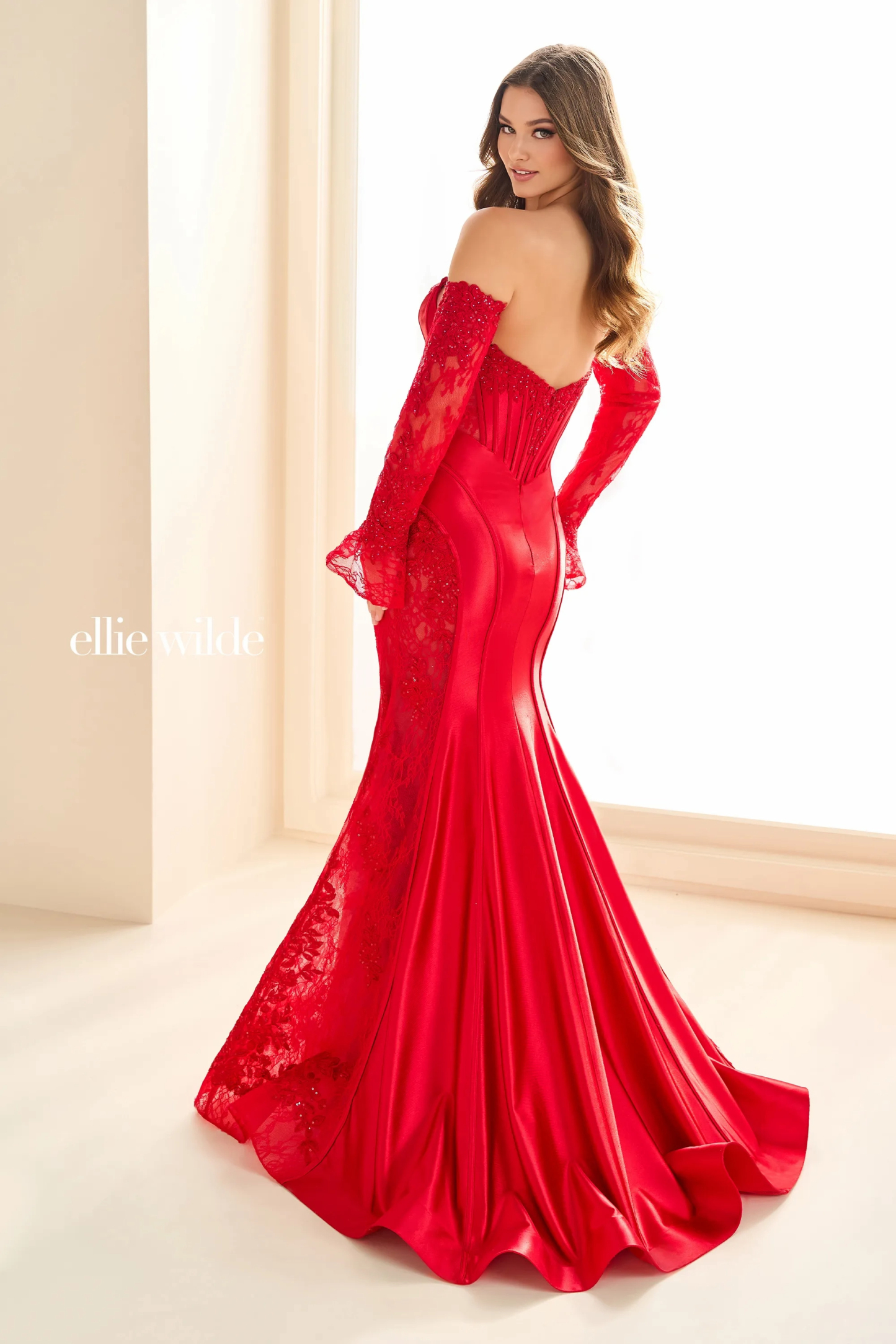 Mermaid Sweetheart Strapless Corset Bodice Allover Lace Prom Dress #EW36010