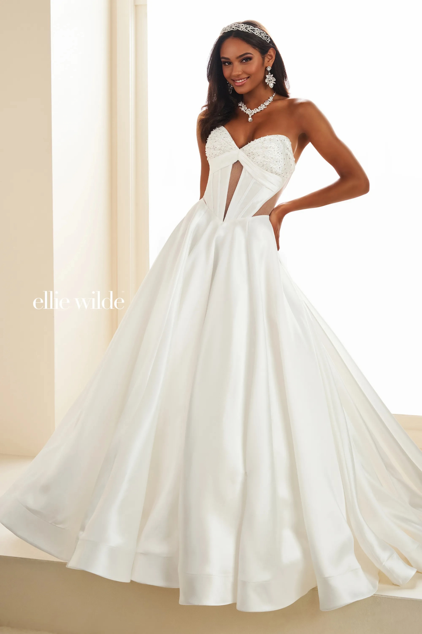 Ball Gown Sweetheart Strapless Beading Satin Sequin Corset Bodice Prom Dress #EW36025