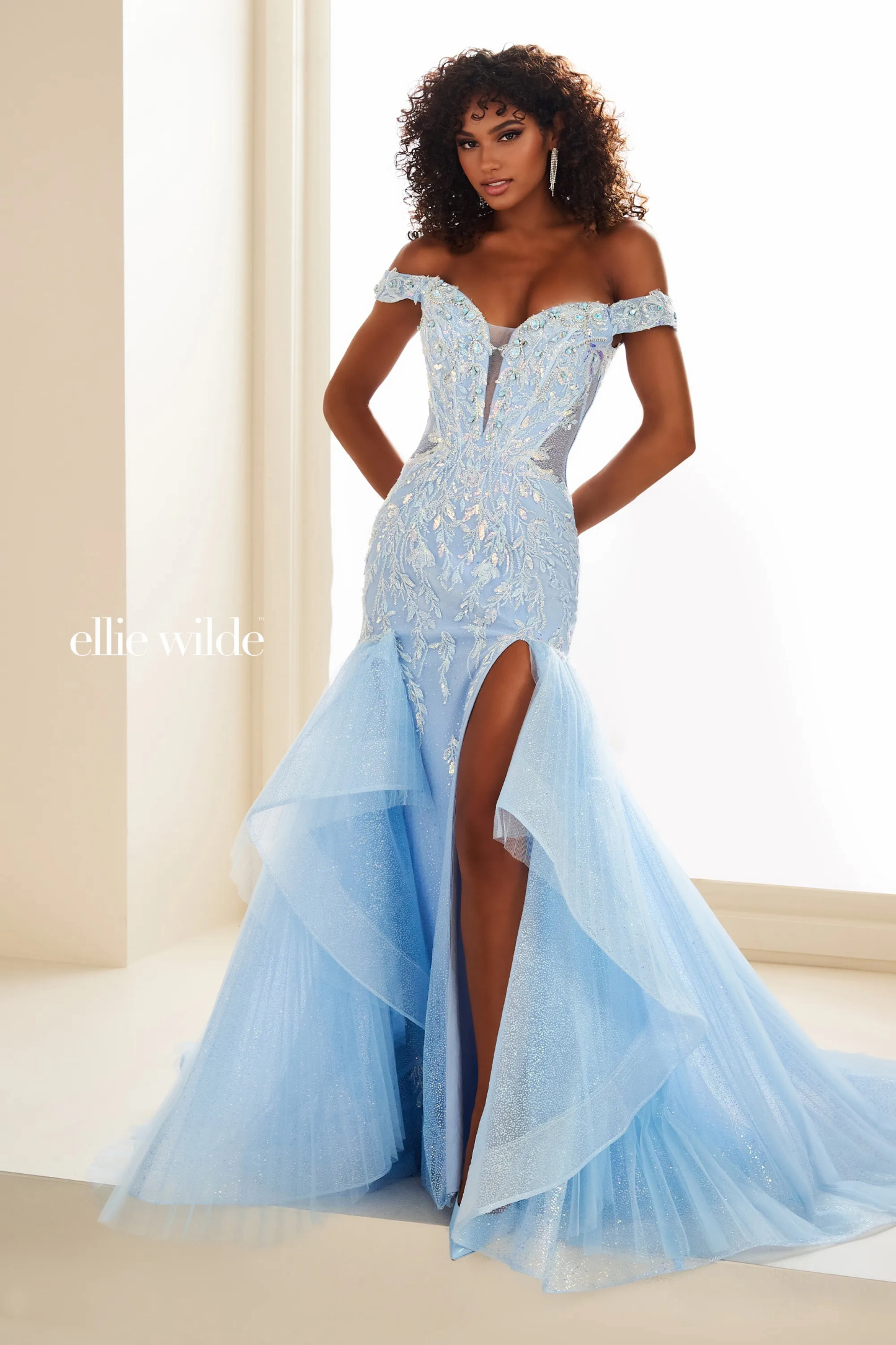 Mermaid Sweetheart Off The Shoulder Lace Appliques Slit Prom Dress #EW36036