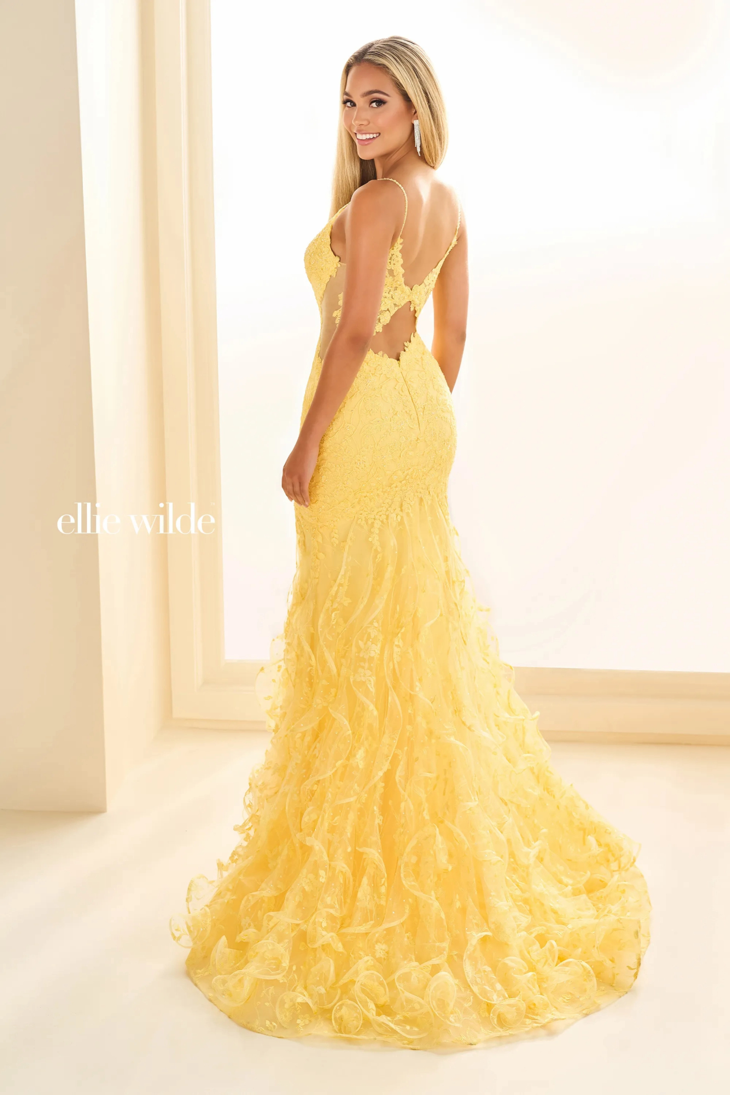 Mermaid V-Neck Stone Accents Embroidered Tulle Corset Bodice Prom Dress #EW36041
