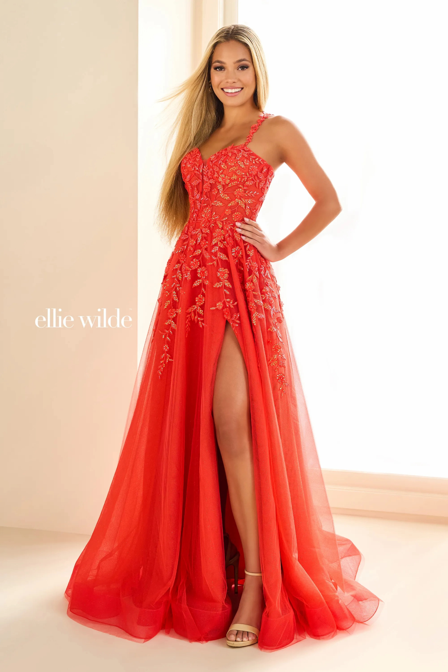 A-Line Sweetheart Lace Appliques Corset Bodice Dropped Prom Dress #EW36046