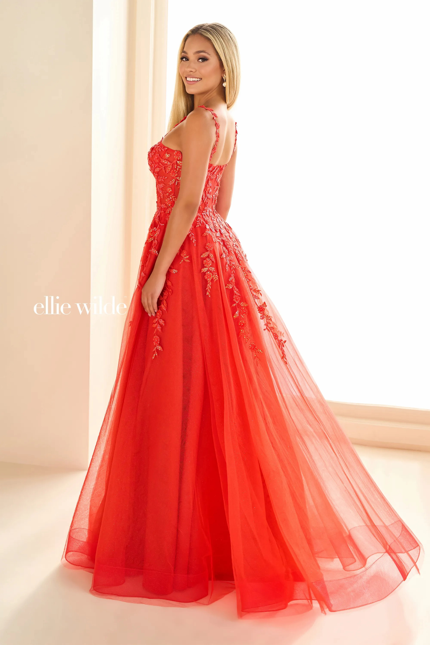 A-Line Sweetheart Lace Appliques Corset Bodice Dropped Prom Dress #EW36046