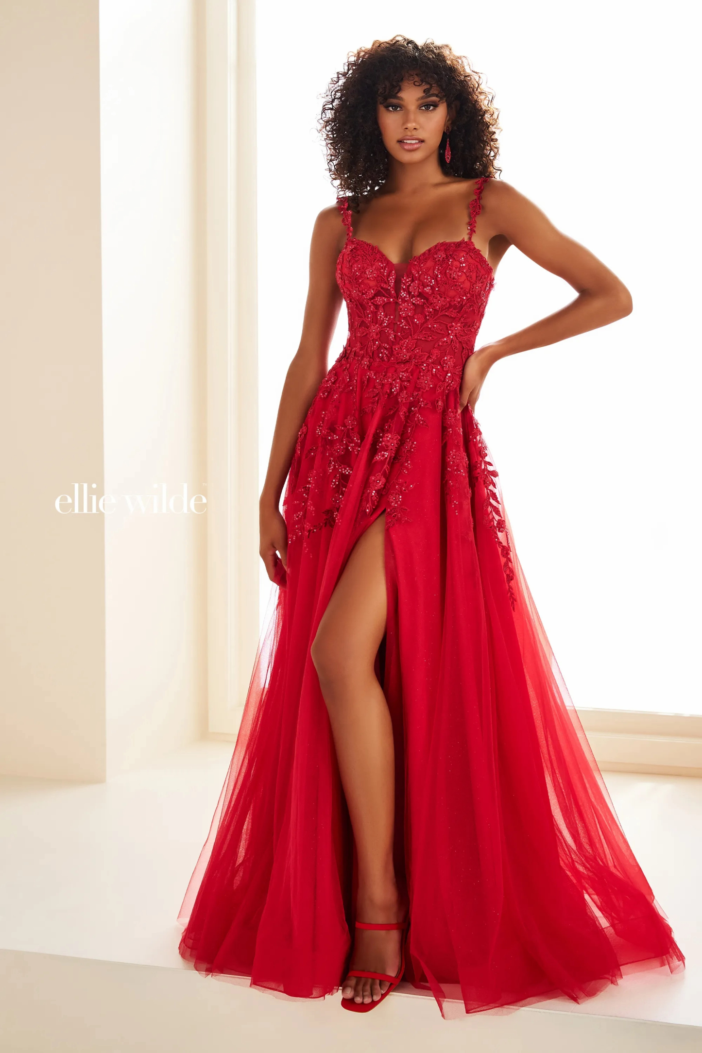A-Line Sweetheart Lace Appliques Corset Bodice Dropped Prom Dress #EW36046