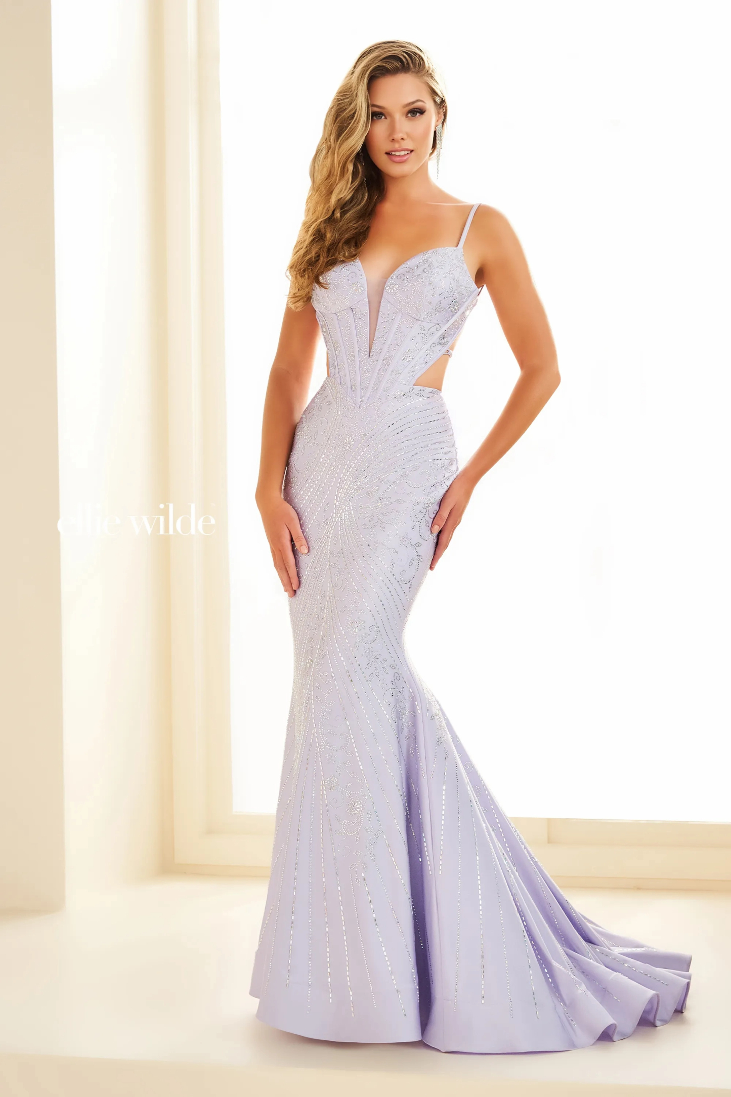 Mermaid Sweetheart Stone Accents Lace-Up Back Dropped Prom Dress #EW36051