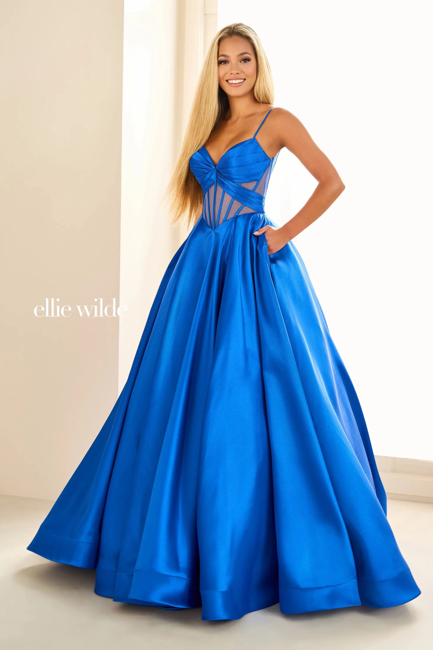 Ball Gown Spaghetti Straps Sweetheart Tulle Corset Bodice Prom Dress # Ellie Wilde EW36073