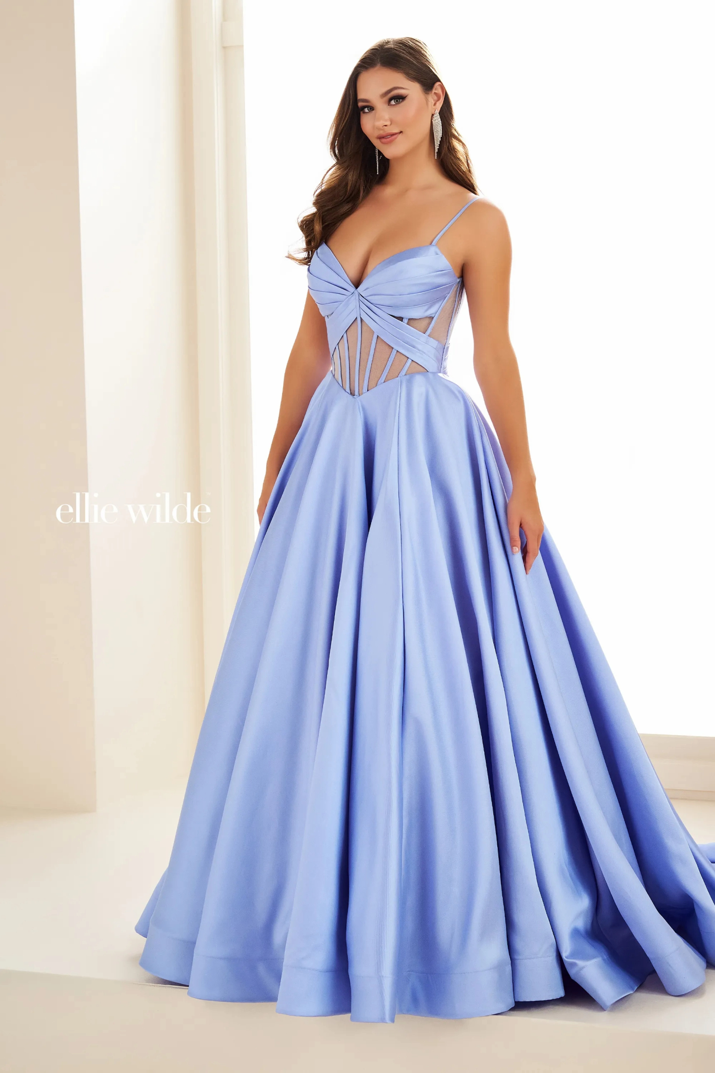 Ball Gown Spaghetti Straps Sweetheart Tulle Corset Bodice Prom Dress # Ellie Wilde EW36073