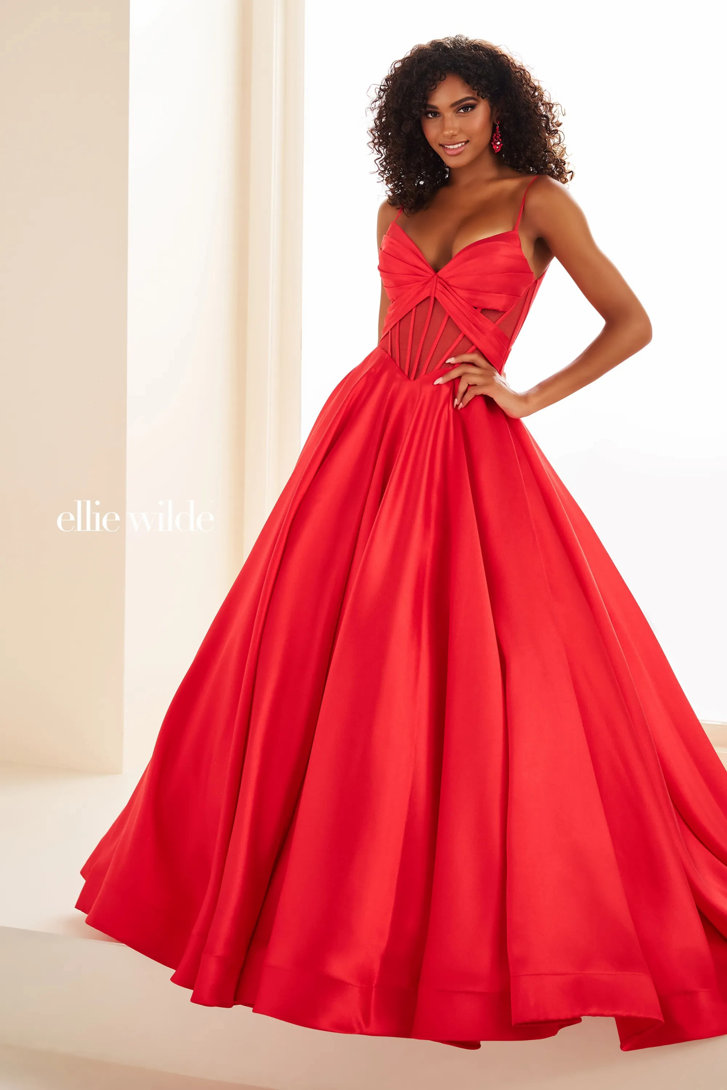 Ball Gown Spaghetti Straps Sweetheart Tulle Corset Bodice Prom Dress # Ellie Wilde EW36073