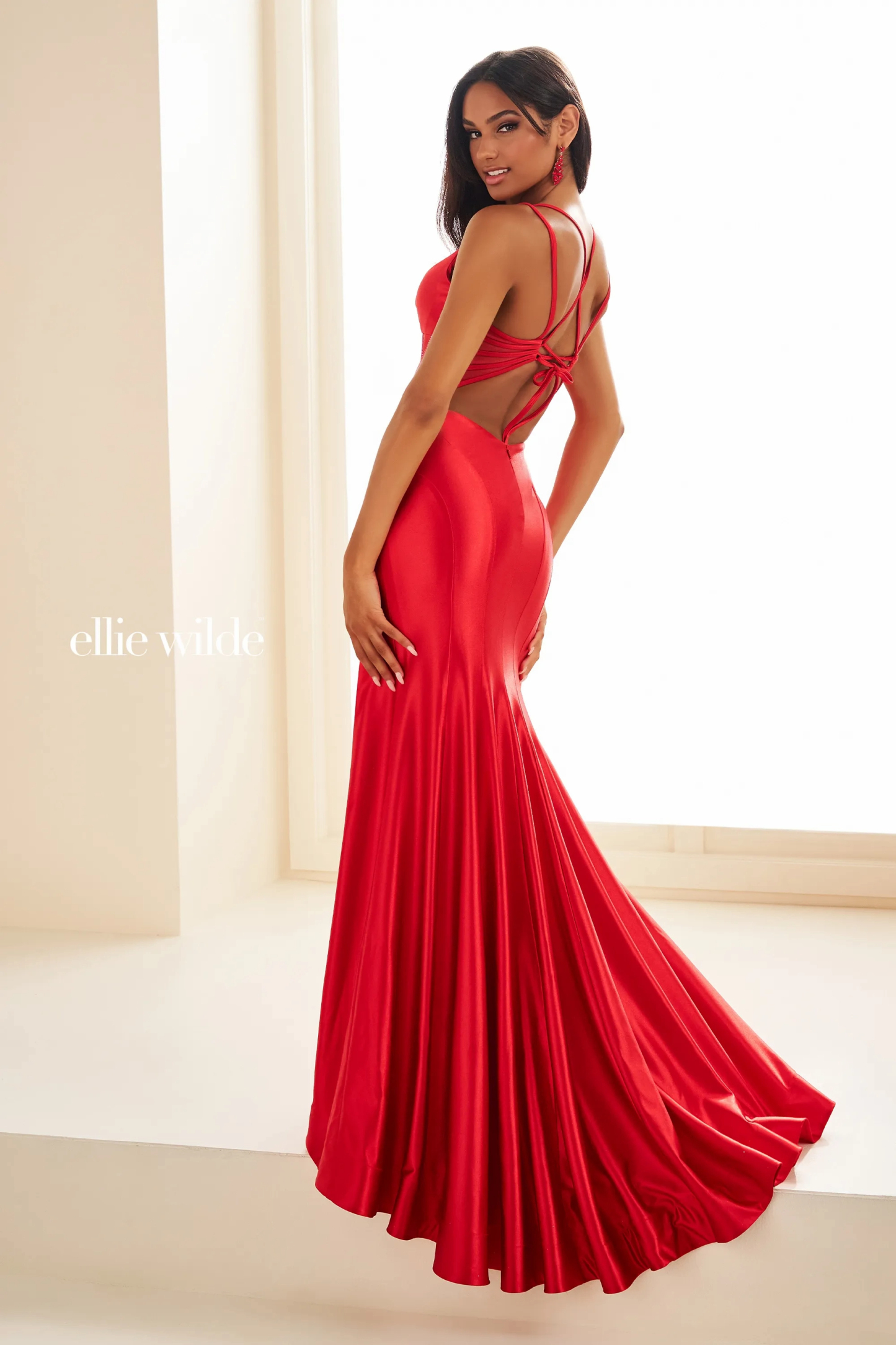 Mermaid Sweetheart Spaghetti Straps Slit Stretch Knit Prom Dress # Ellie Wilde EW36077