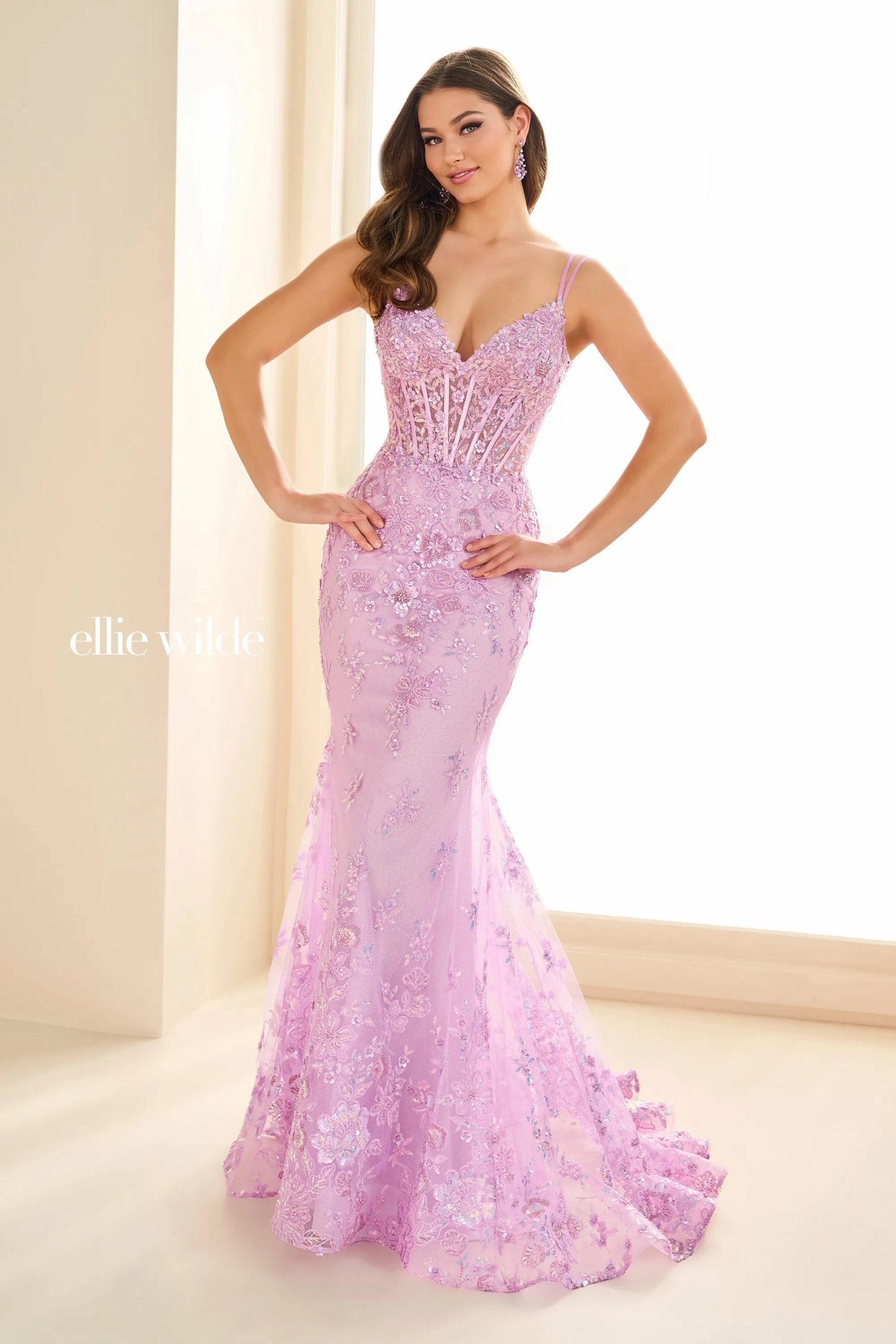 Mermaid Sweetheart Spaghetti Straps Glitter Tulle Corset Bodice Prom Dress # Ellie Wilde 36082
