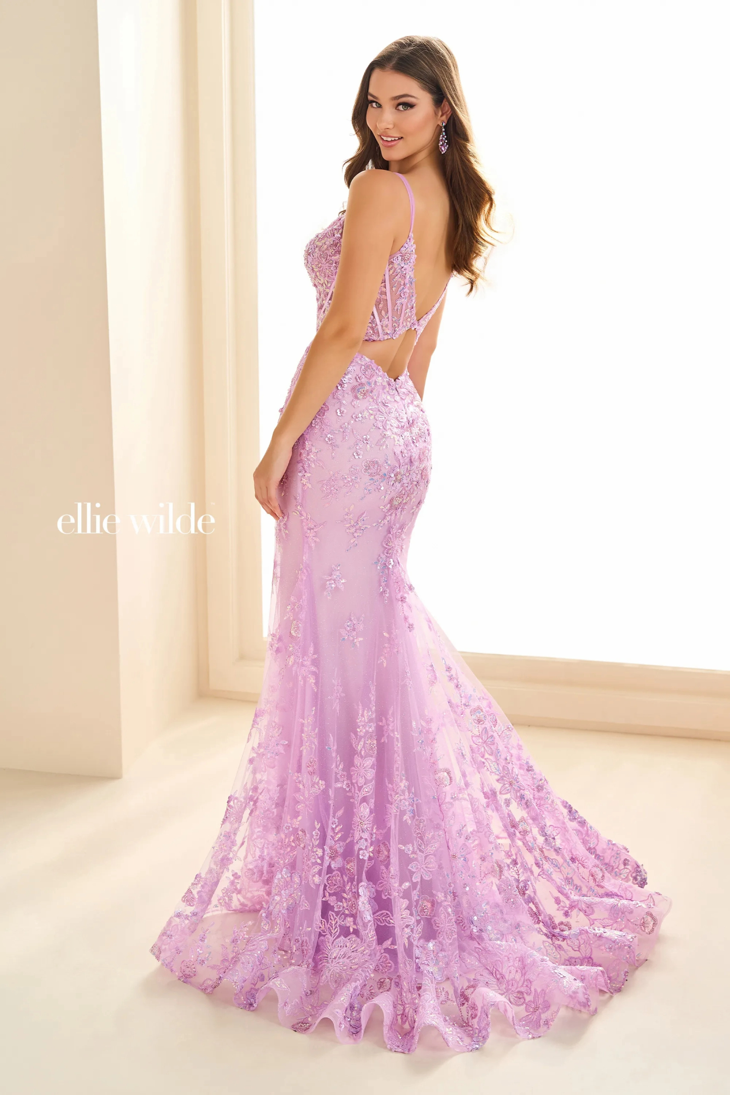Mermaid Sweetheart Spaghetti Straps Glitter Tulle Corset Bodice Prom Dress # Ellie Wilde 36082