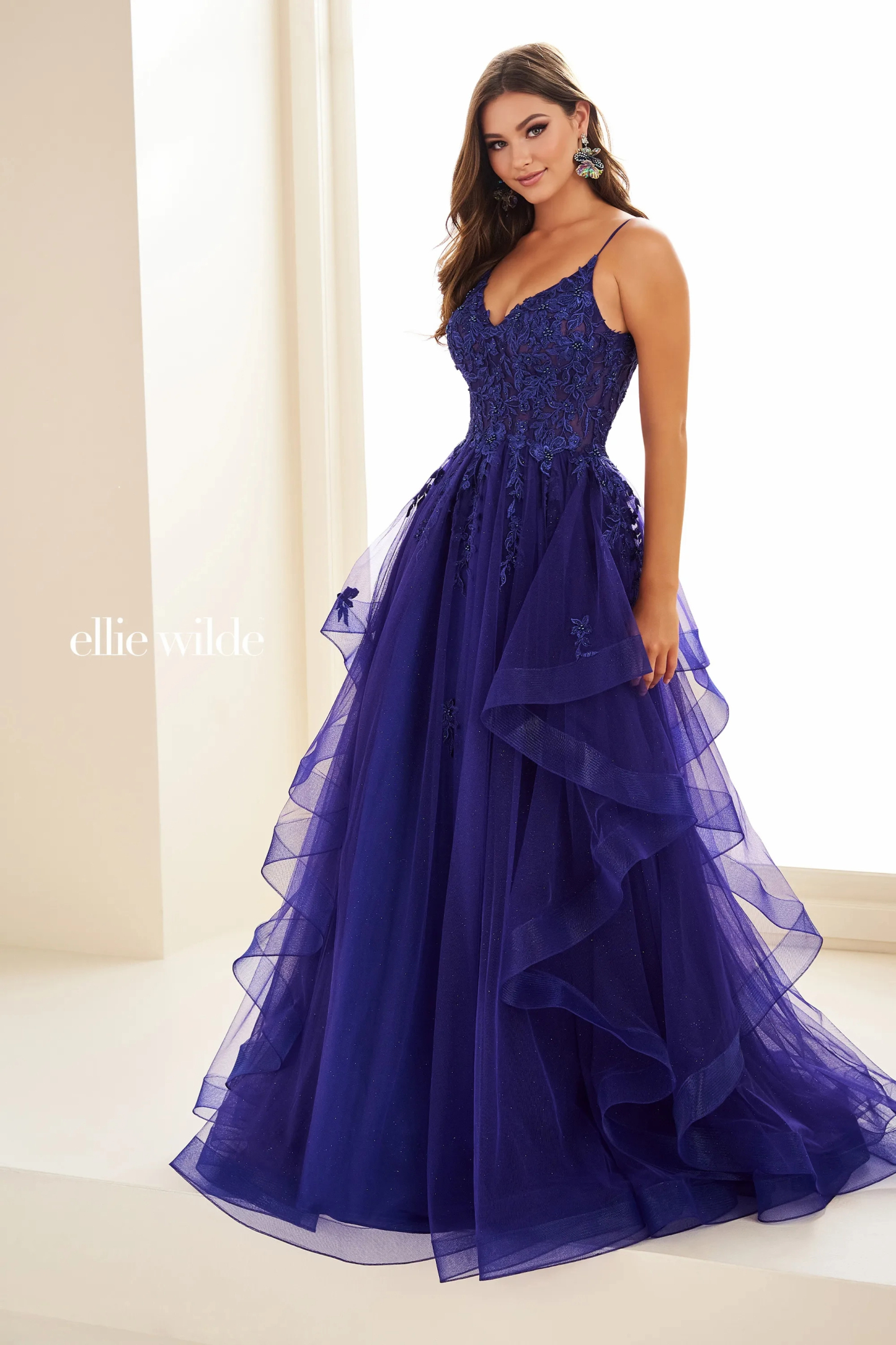 A-Line Sweetheart Beading Lace Appliques Low Back Prom Dress # Ellie Wilde 36085