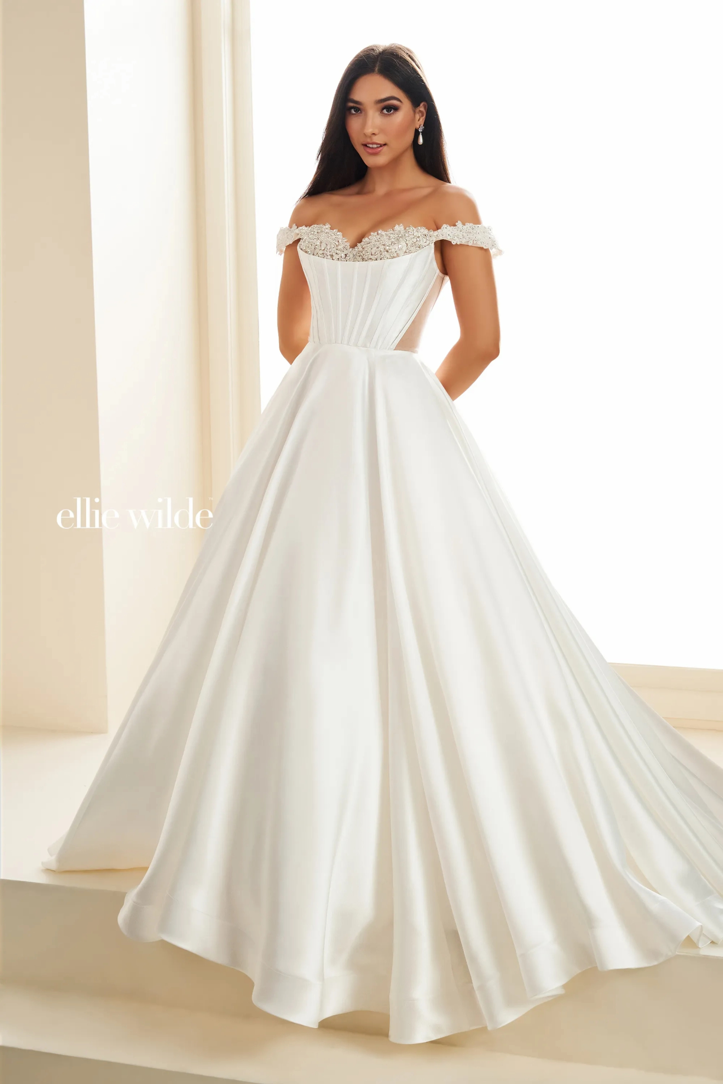 Ball Gown Sweetheart Off-The-Shoulder Prom Dress With Pockets #Ellie Wilde 36100
