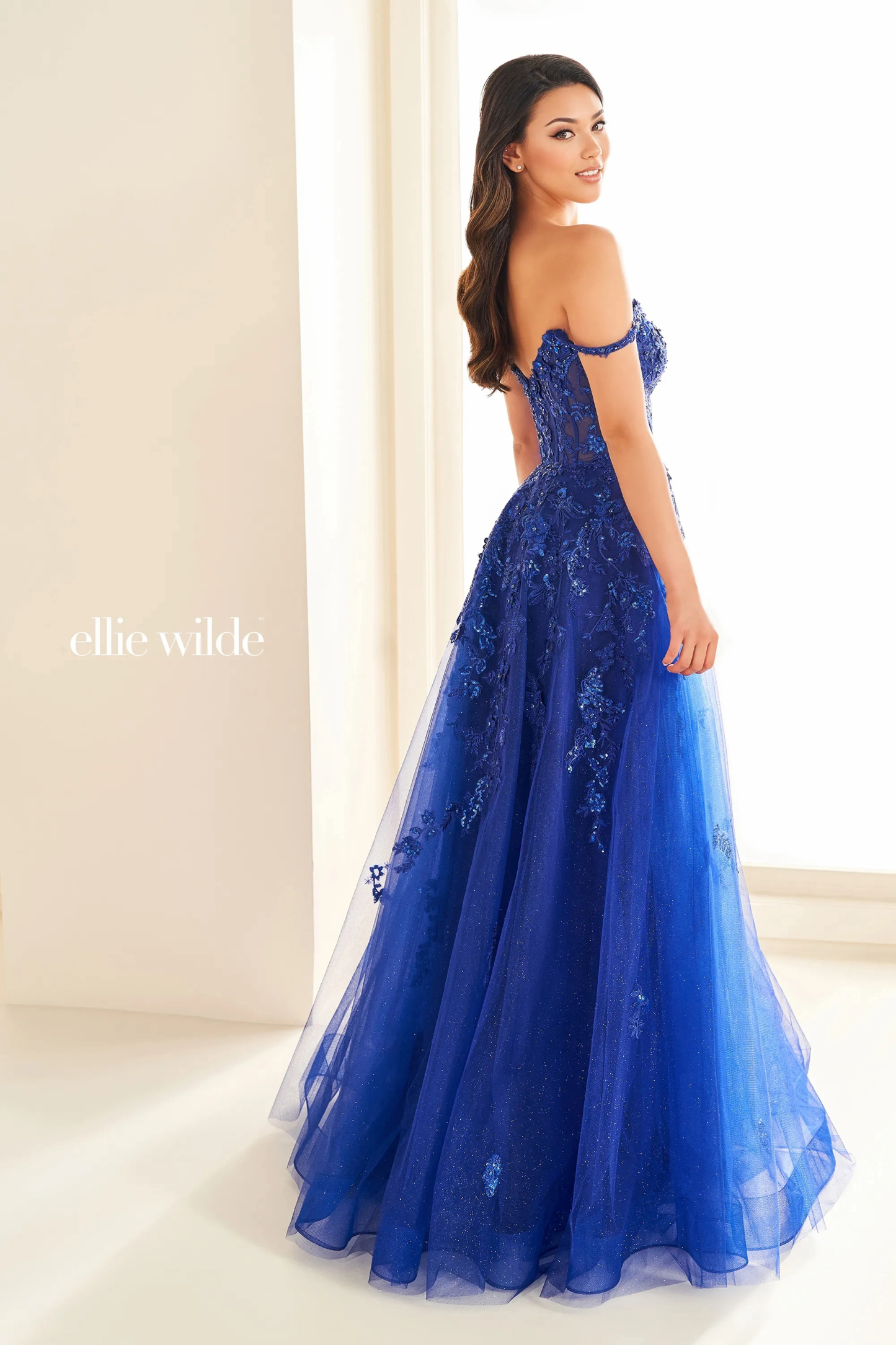 A-Line Sweetheart Lace Appliques Sequin Slit Prom Dress With Pockets #Ellie Wilde 36204