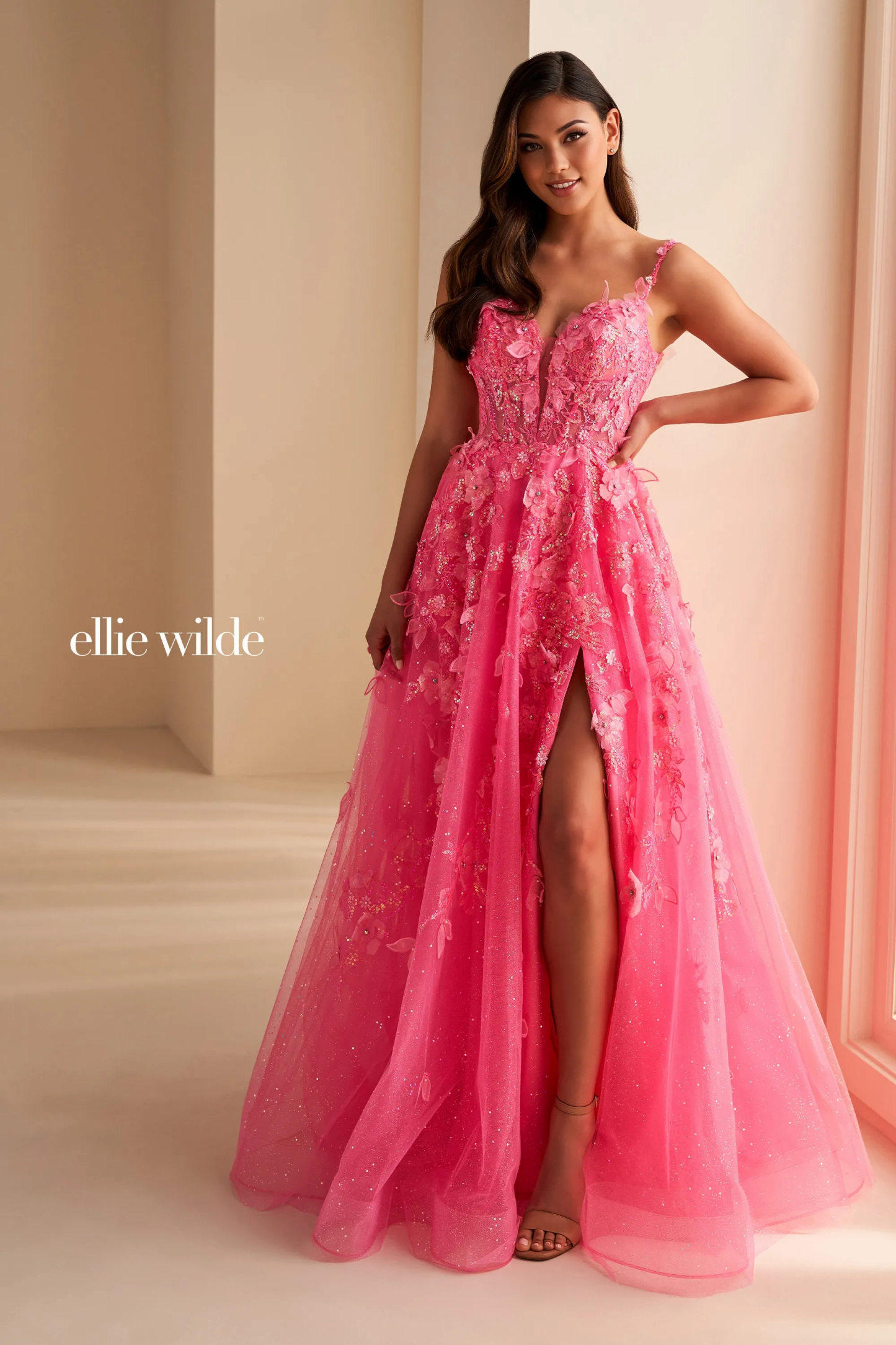 A-Line Sweetheart Sequin Lace Appliques Slit Prom Dress With Pockets