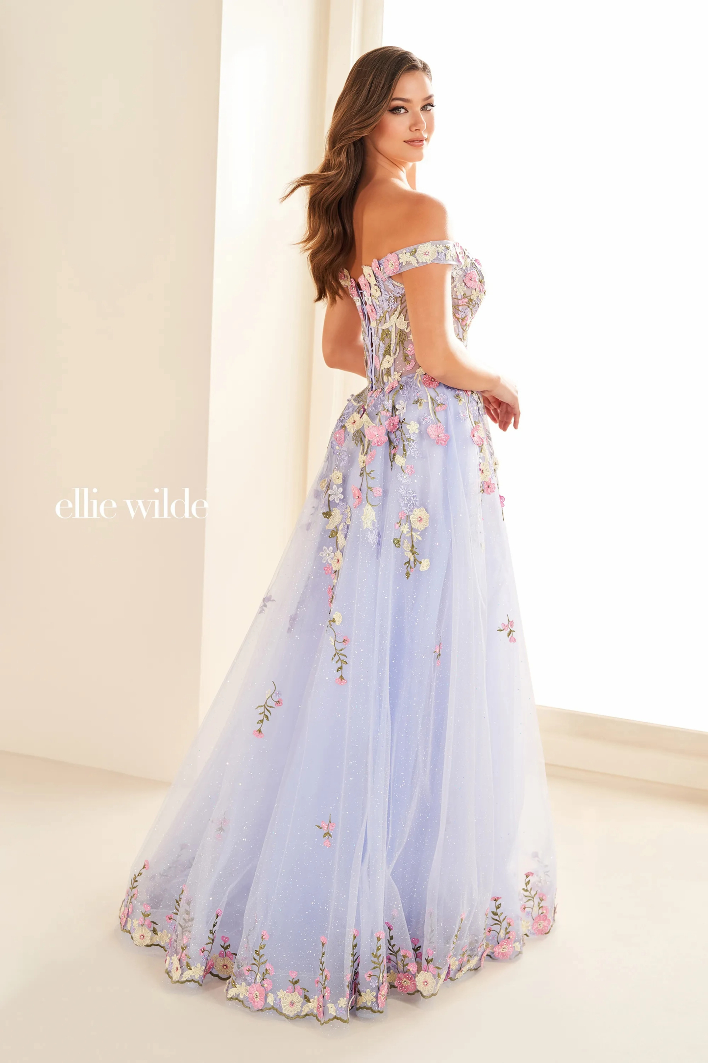 A-Line Sweetheart Off-The-Shoulder Lace Appliques 3D Flowers Prom Dress #Ellie Wilde 36215