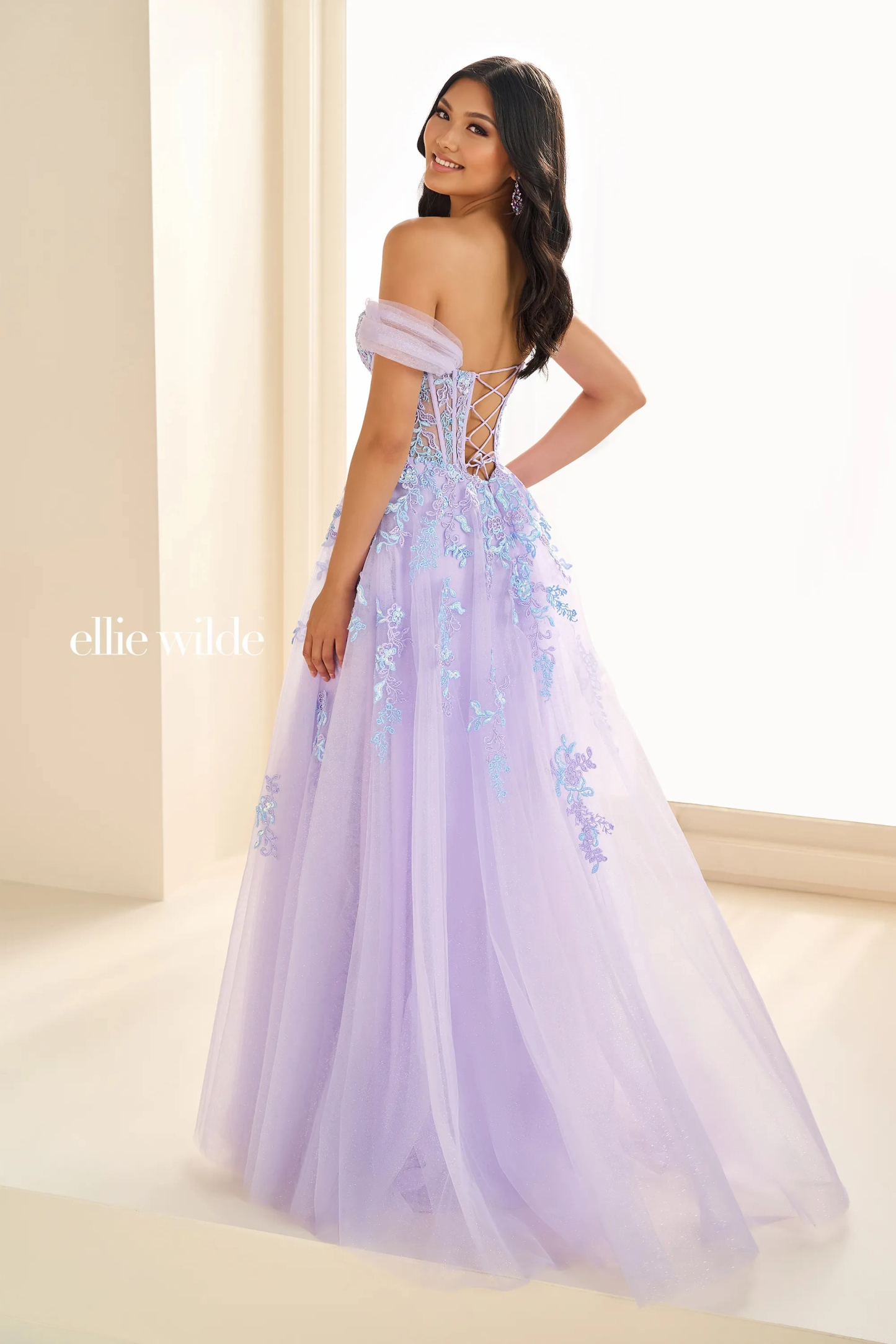 Ball Gown Off-The-Shoulder Sweetheart Lace Appliques Sequin Slit Prom Dress #Ellie Wilde 36217