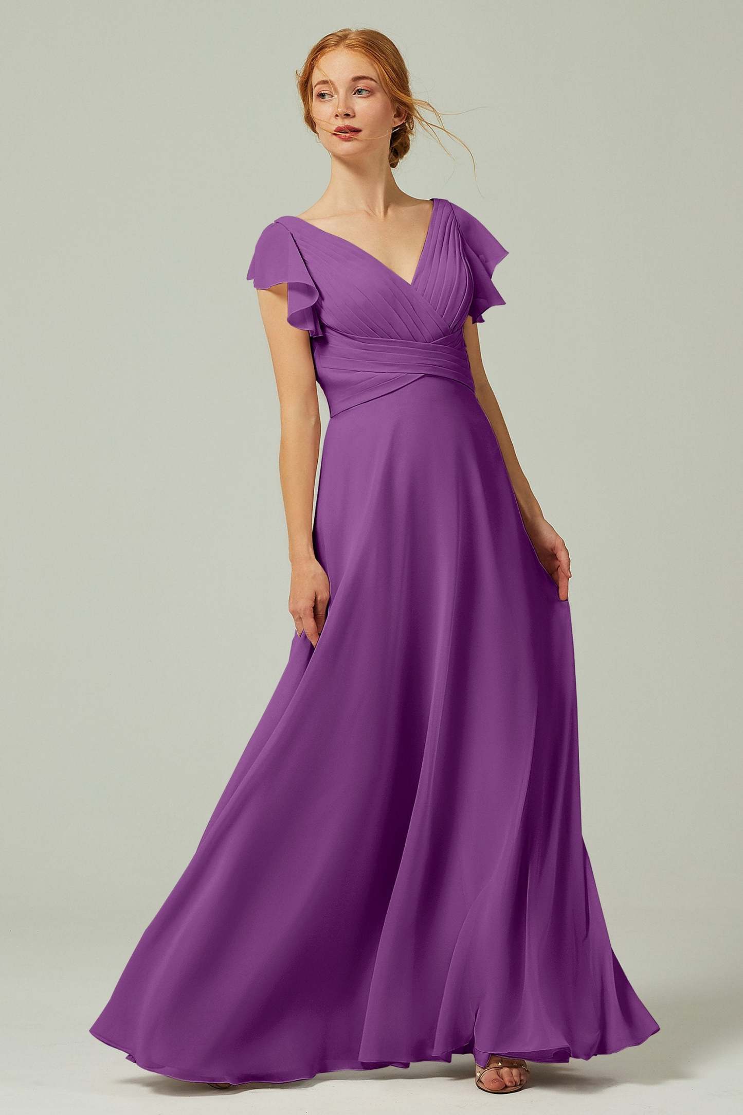 A-Line Floor Length Chiffon Bridesmaid Dress CB0302