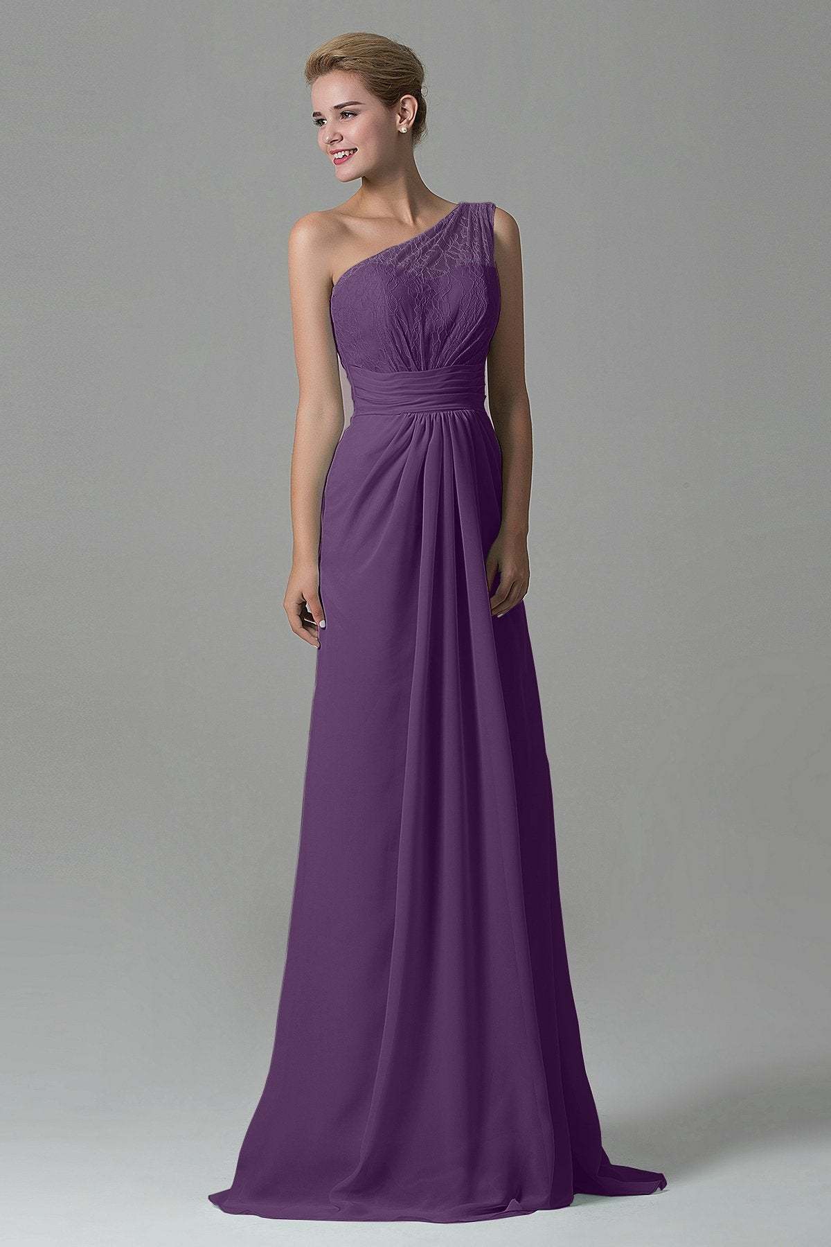 Sheath Sweep Train Lace/Chiffon Bridesmaid Dress COZK16004