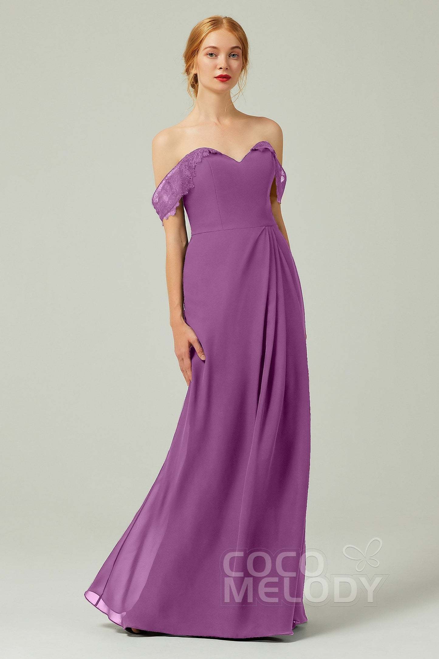 Sheath-Column Floor Length Chiffon Bridesmaid Dress Formal Dresses CB0338