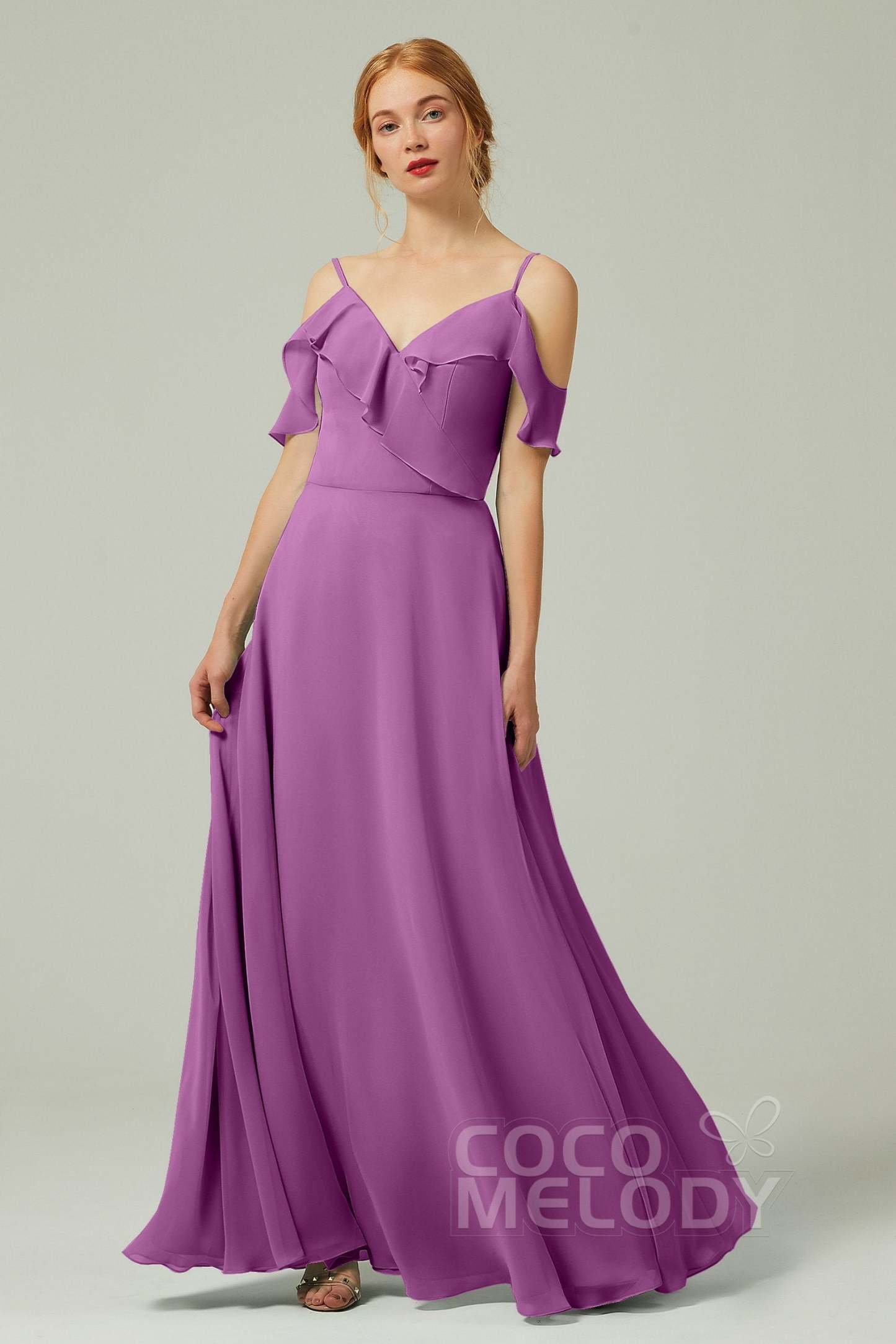 A-Line Floor Length Chiffon Bridesmaid Dress CB0326