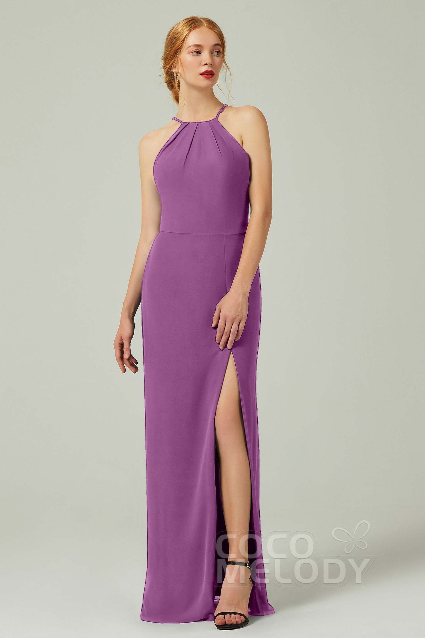 Sheath-Column Floor Length Chiffon Bridesmaid Dress Formal Dresses CB0337