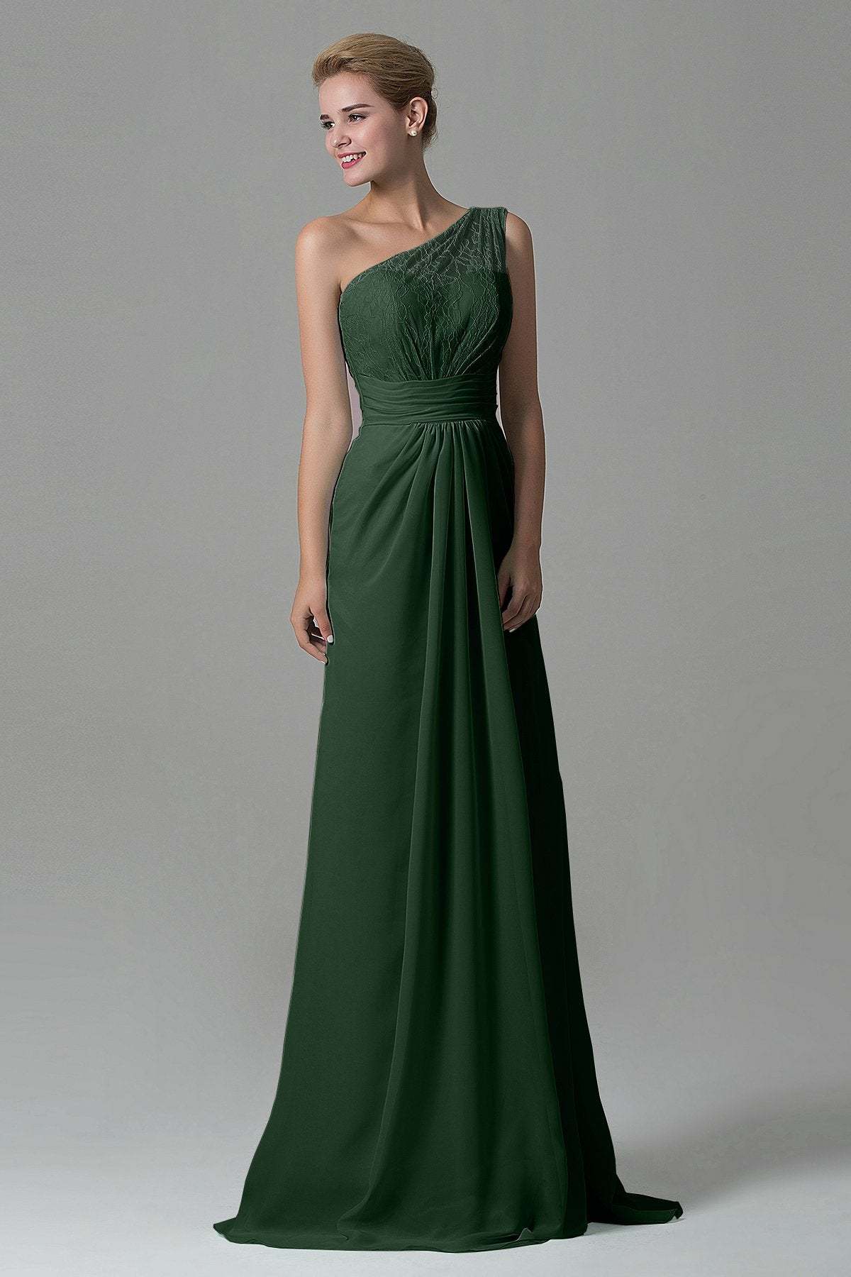 Sheath Sweep Train Lace/Chiffon Bridesmaid Dress COZK16004