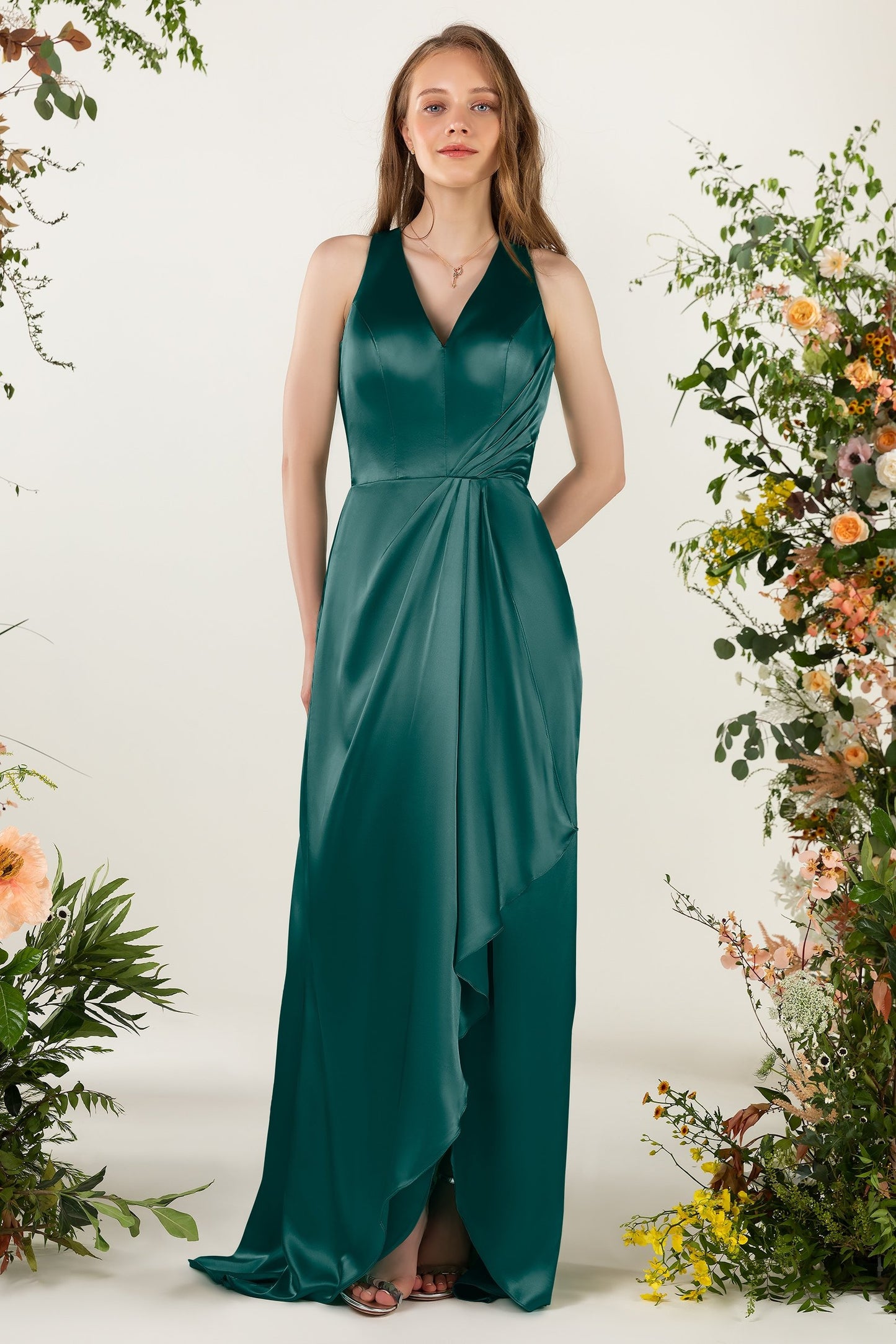 Sheath Sweep Acetate Satin Bridesmaid Dress Formal Dresses CB0499