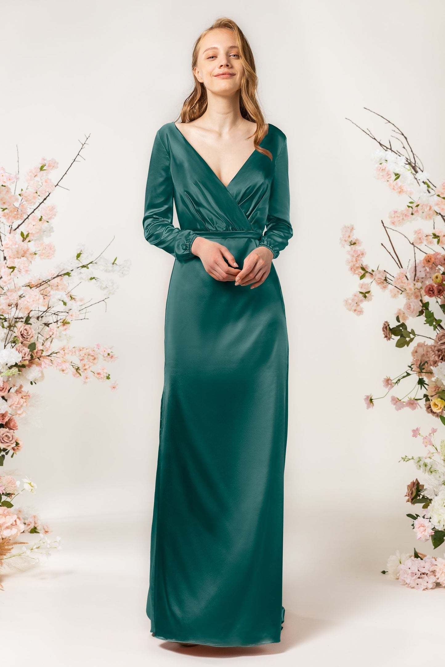 Sheath Sweep Acetate Satin Bridesmaid Dress Formal Dresses CB0506