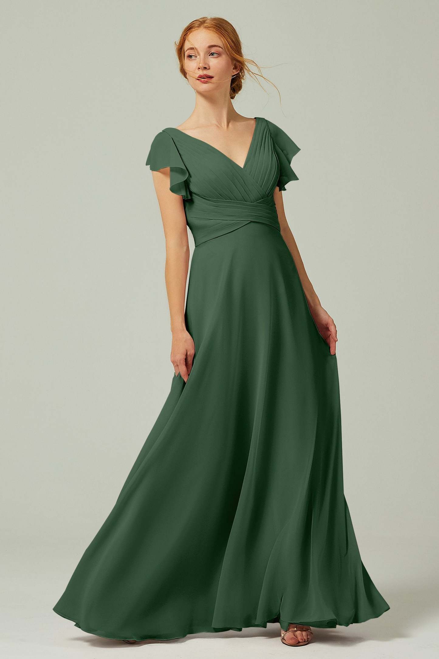 A-Line Floor Length Chiffon Bridesmaid Dress CB0302
