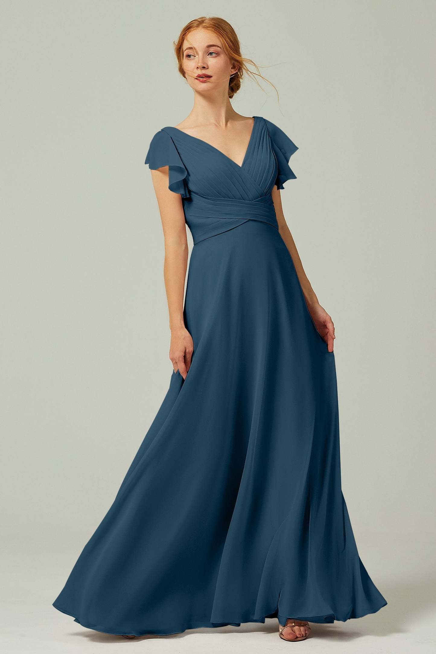A-Line Floor Length Chiffon Bridesmaid Dress CB0302