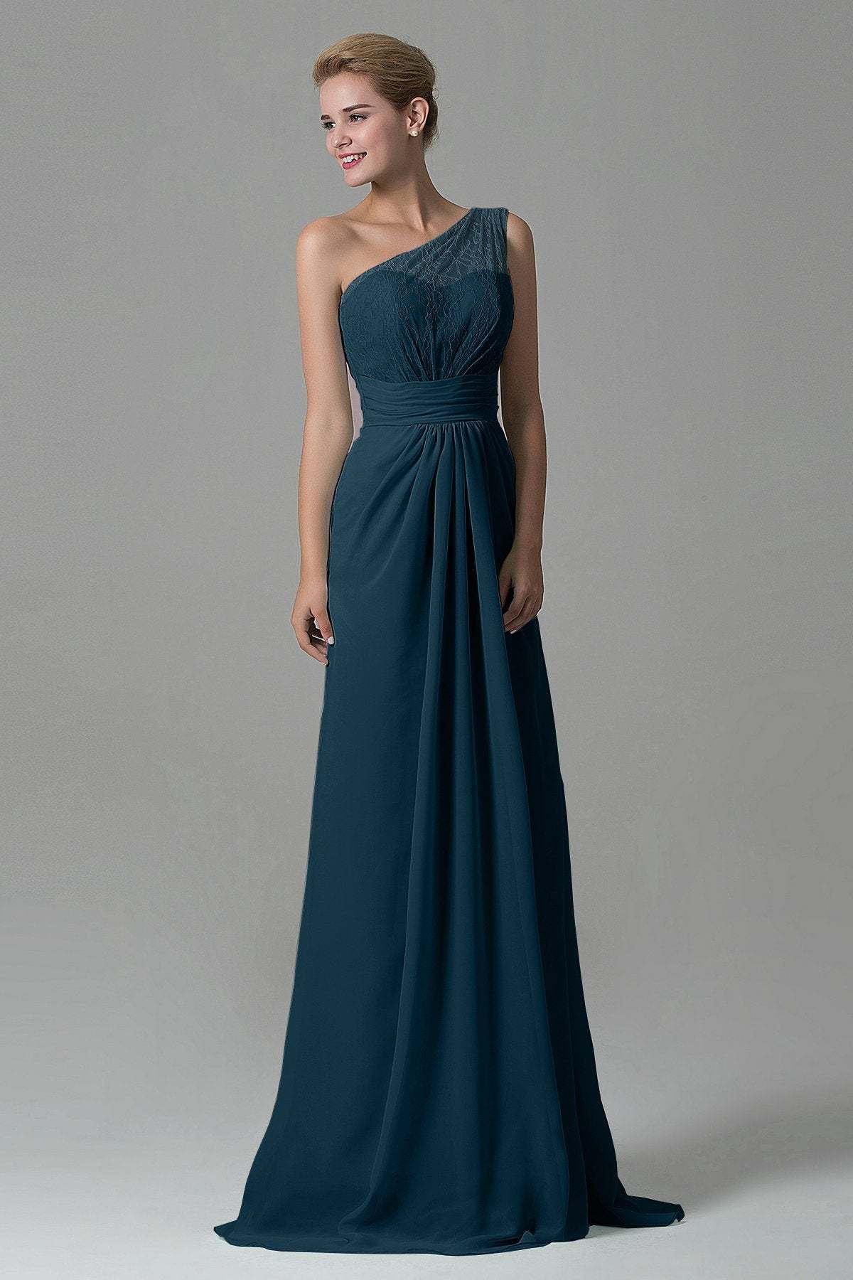 Sheath Sweep Train Lace/Chiffon Bridesmaid Dress COZK16004