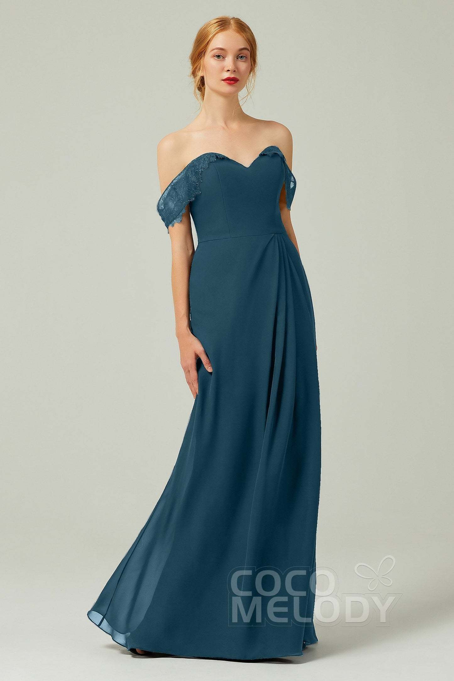 Sheath-Column Floor Length Chiffon Bridesmaid Dress Formal Dresses CB0338