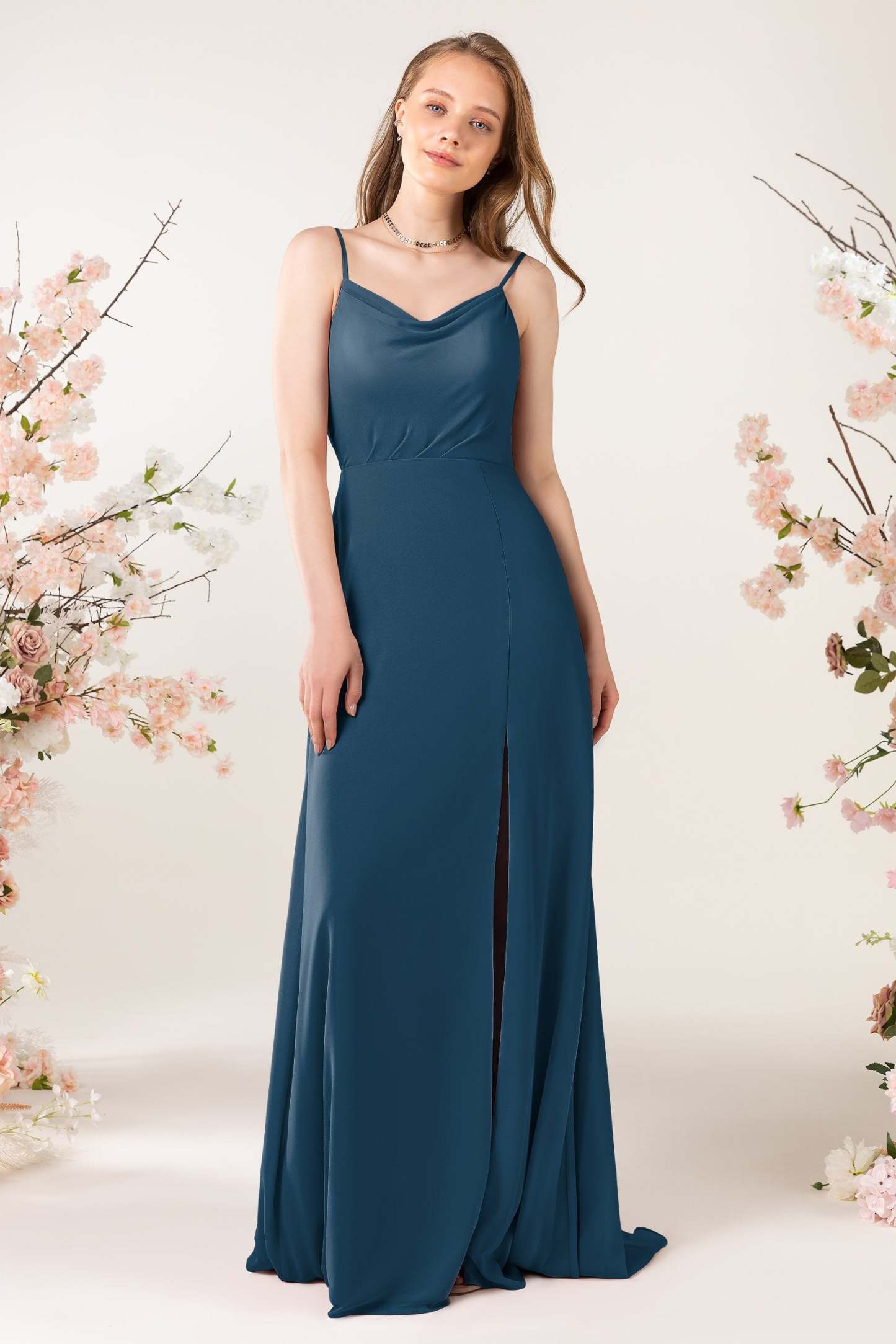Sheath Sweep-Brush Train Chiffon Bridesmaid Dress CB0457