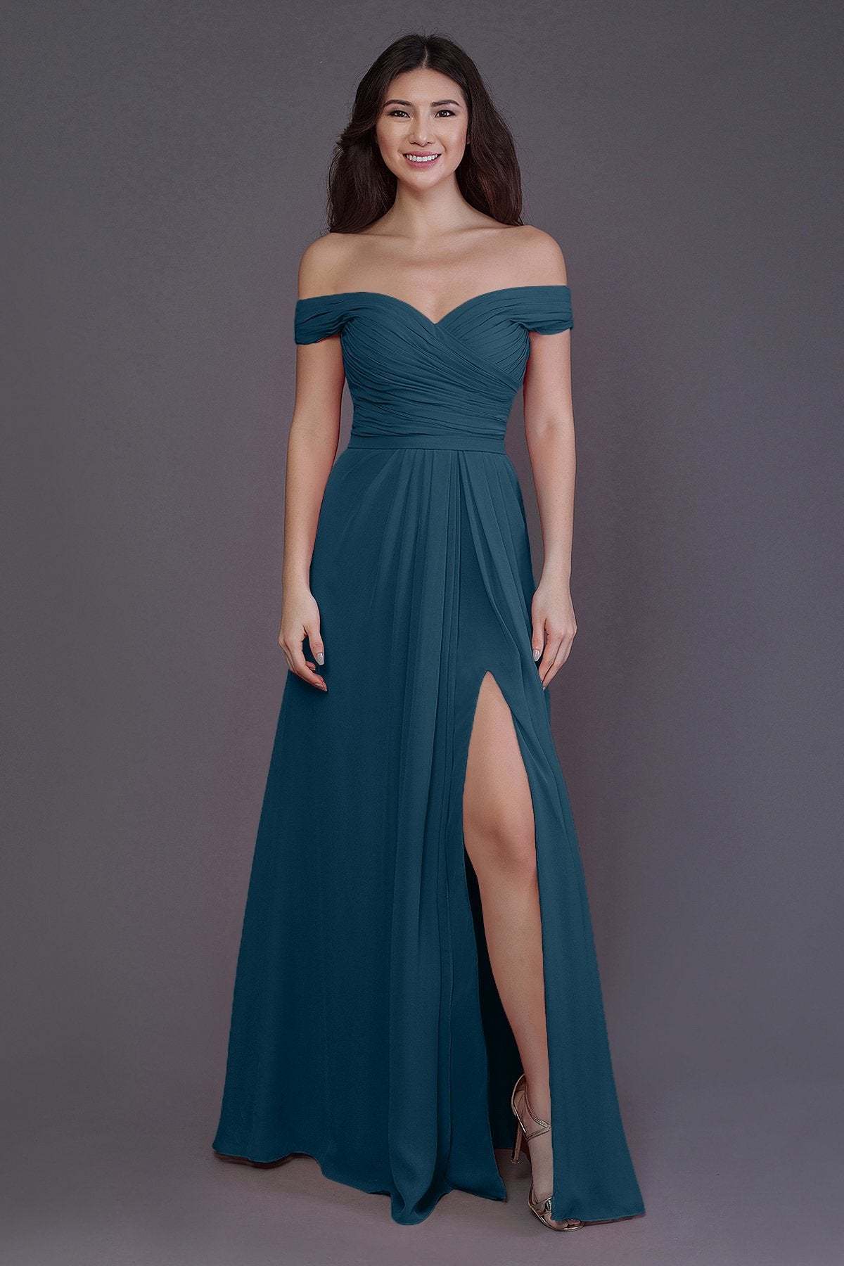 Sheath-Column Floor Length Chiffon Bridesmaid Dress PR3536
