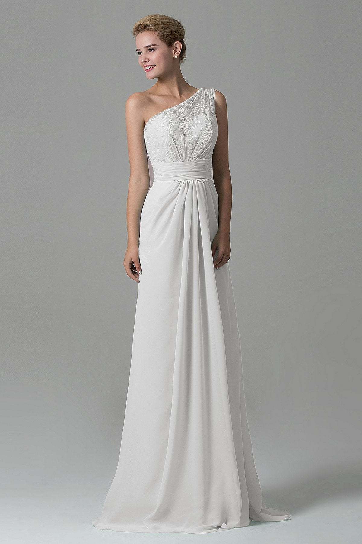 Sheath Sweep Train Lace/Chiffon Bridesmaid Dress COZK16004