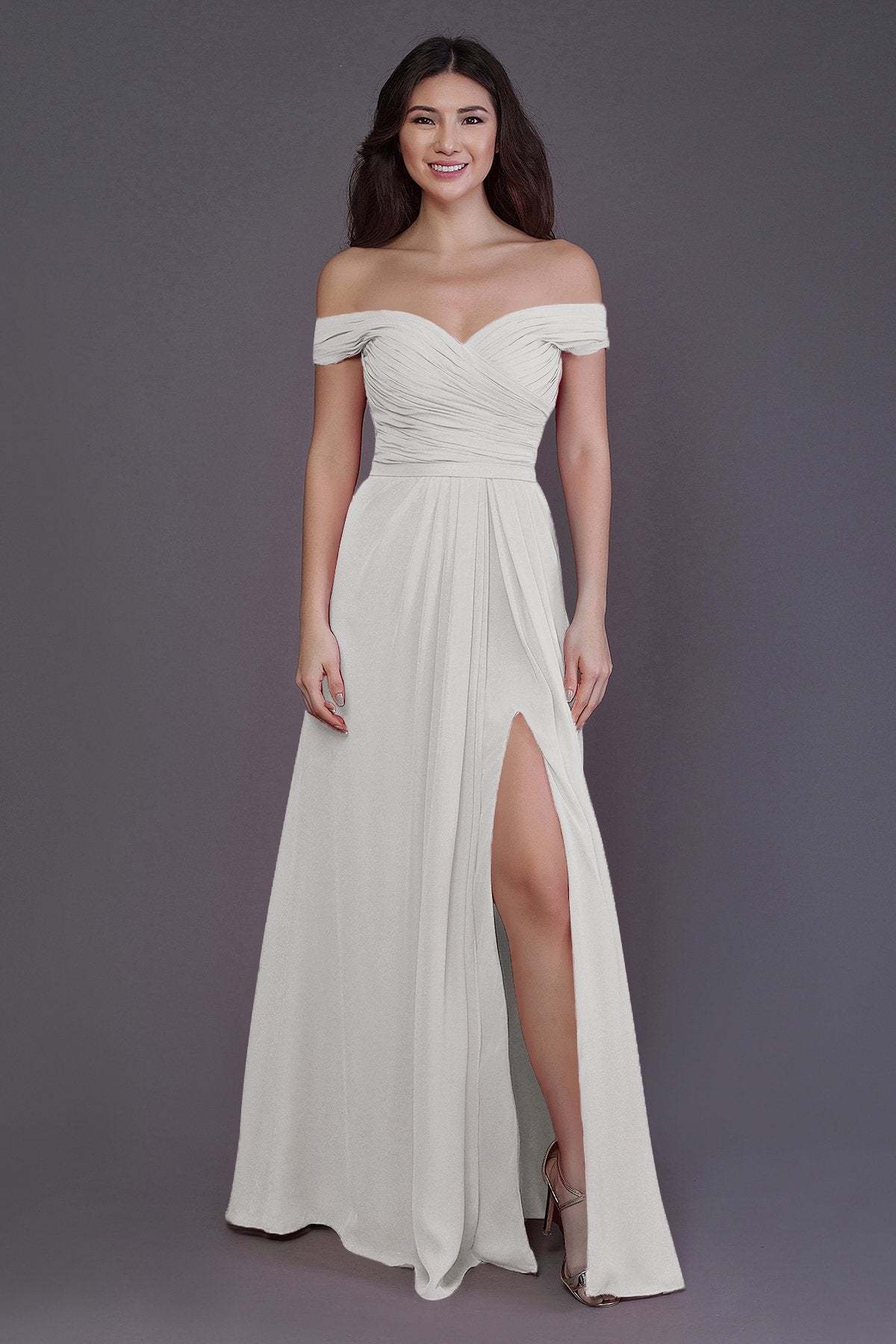 Sheath-Column Floor Length Chiffon Bridesmaid Dress PR3536