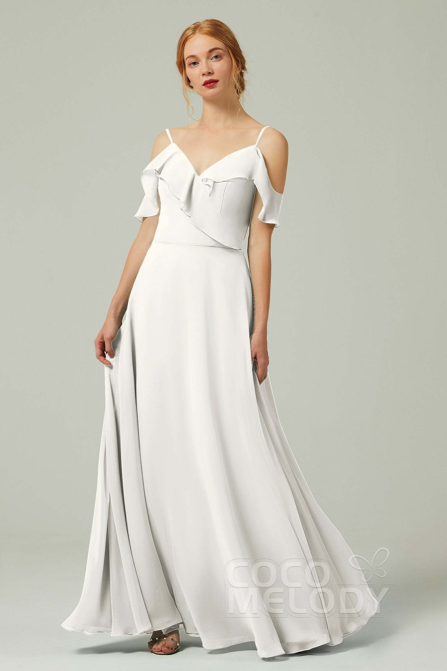 A-Line Floor Length Chiffon Bridesmaid Dress CB0326