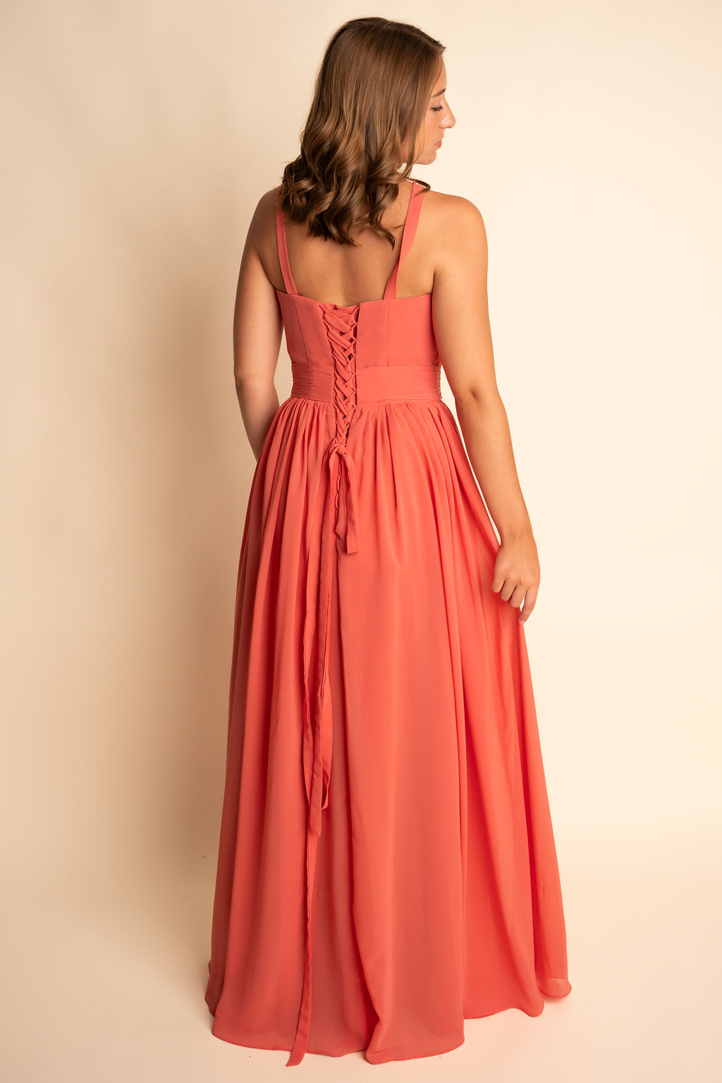 A-Line Illusion Chiffon Floor-Length Side Slit Bridesmaid Dress #RJBM052